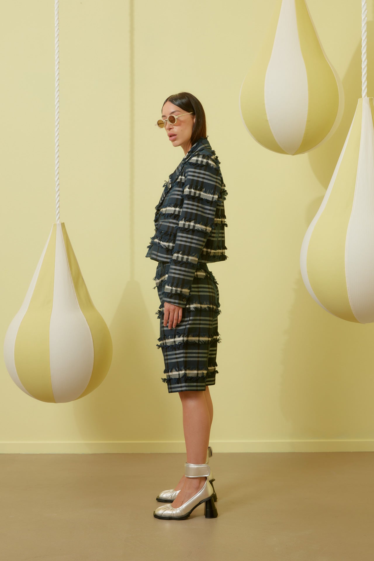 Henrik Vibskov │ Fast Shorts in Navy Black Fringe Checks