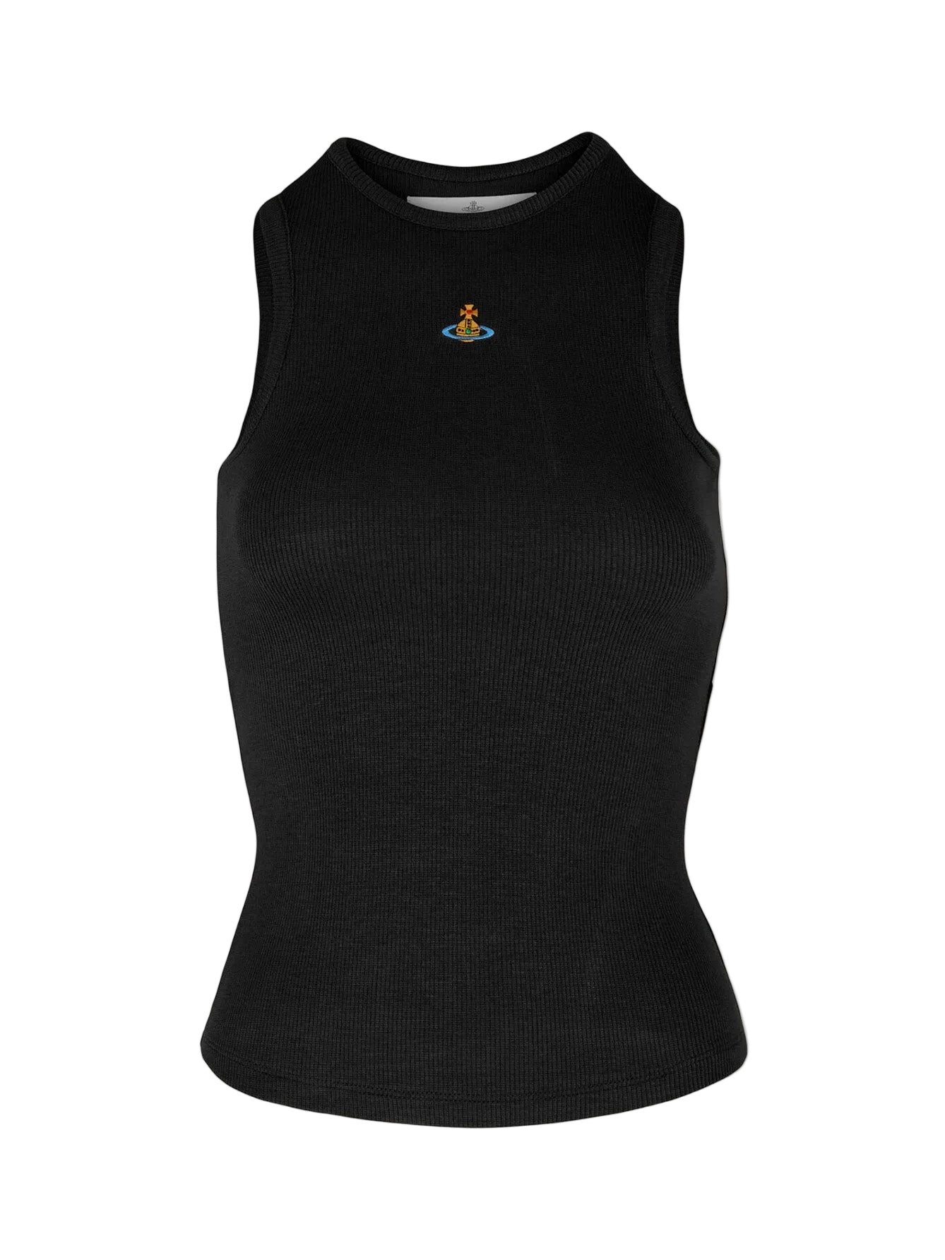 Vivienne Westwood 90s Vest in black with embroidered orb motif