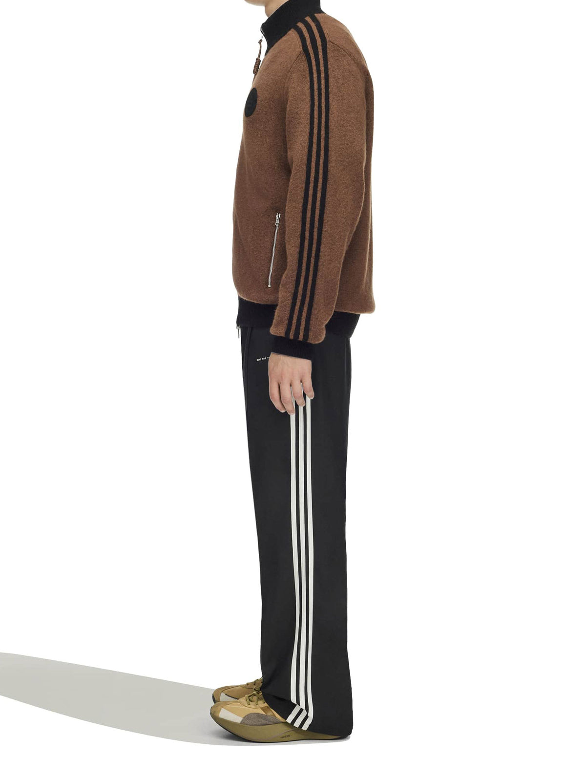 Side view of model wearing Adidas x Song for the Mute ADI008 Knit Jacket