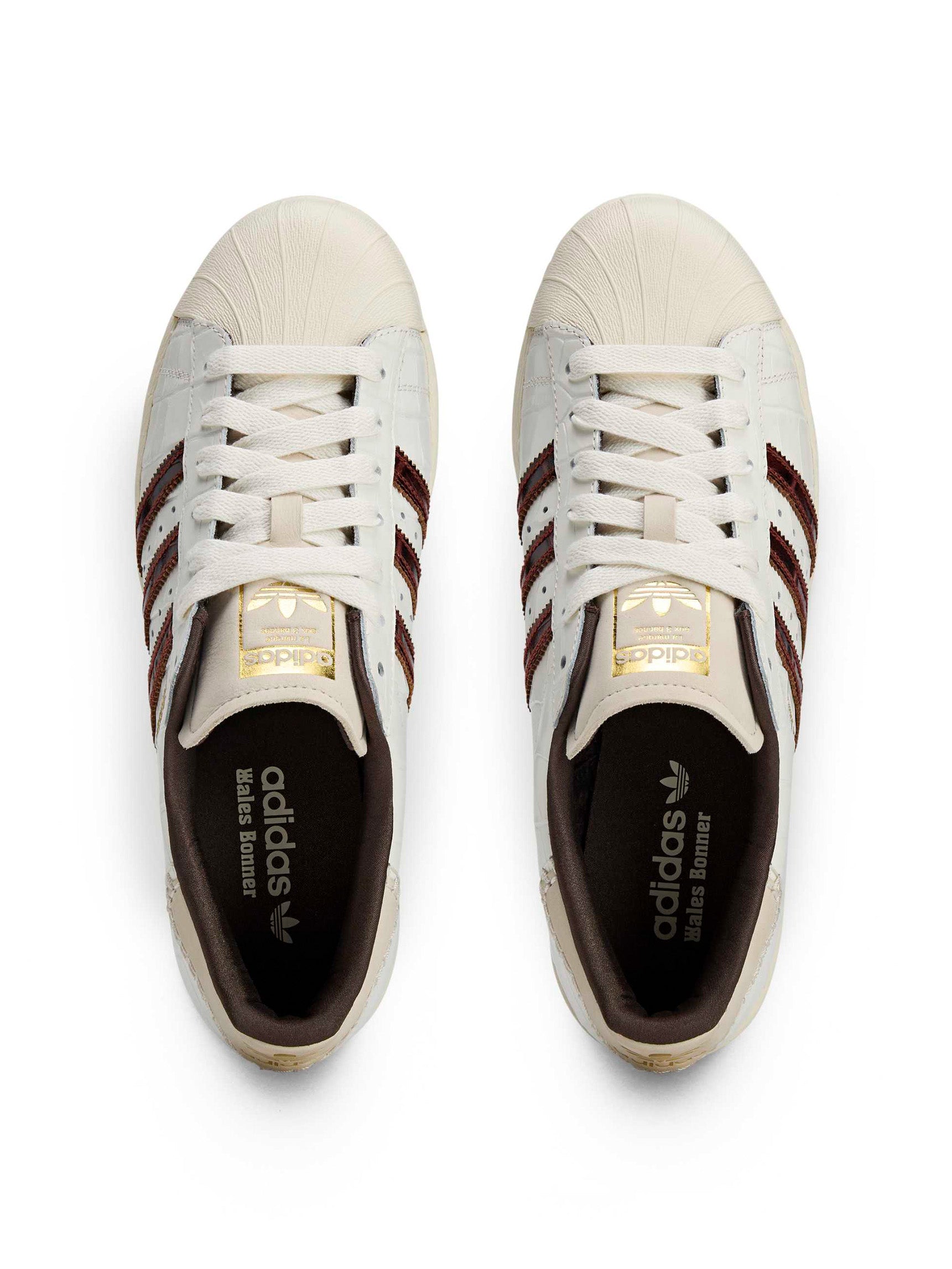WB Superstar Sneakers - White / Fox Brown / White-[-Adidas x Wales Bonner-2