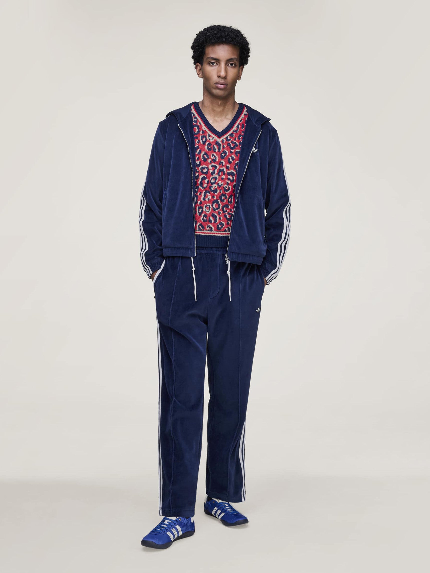 WB Knit Vest - Navy Blue / Magenta Beige / Betsca-[-Adidas x Wales Bonner-6