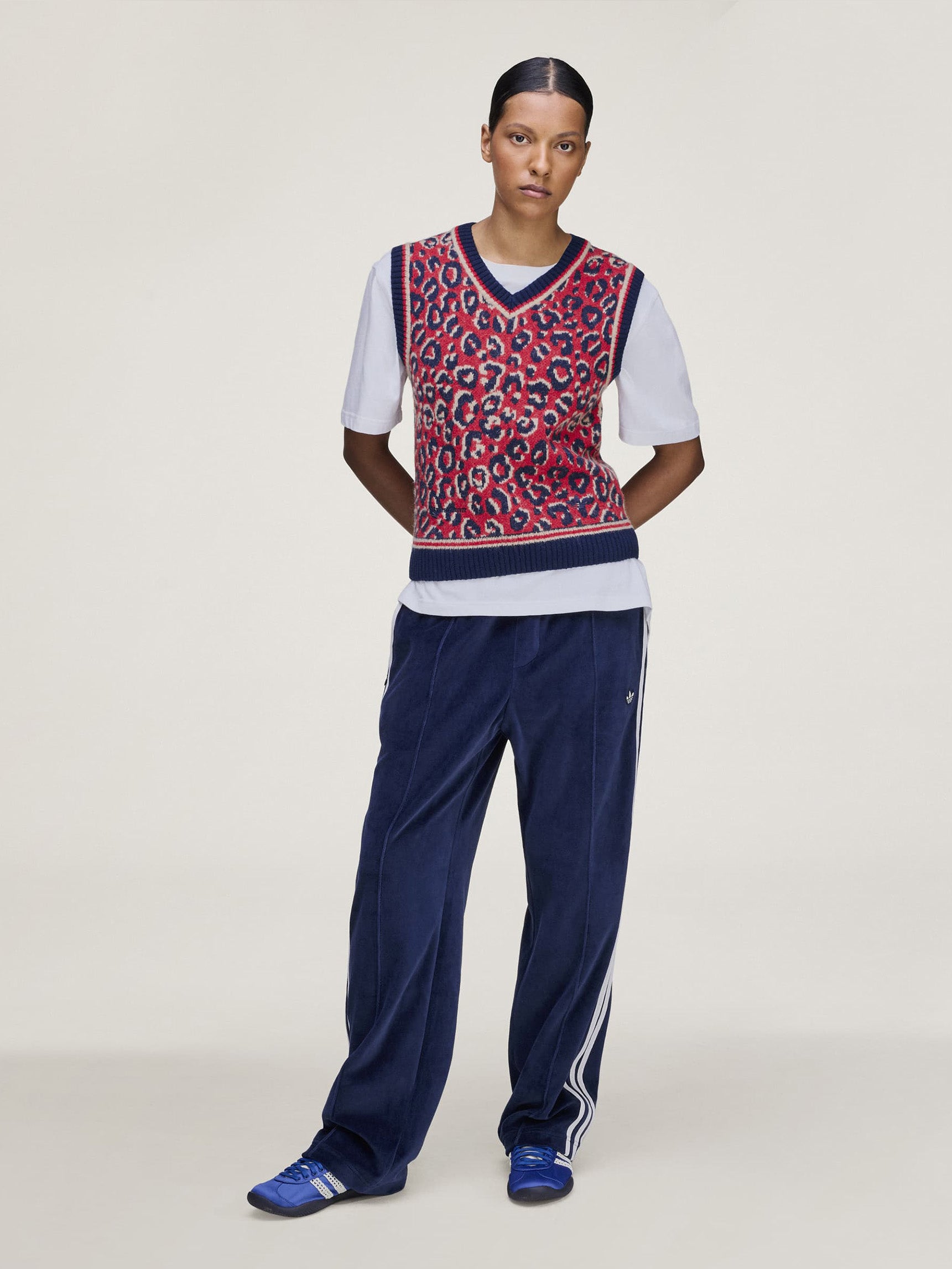 WB Knit Vest - Navy Blue / Magenta Beige / Betsca-[-Adidas x Wales Bonner-7