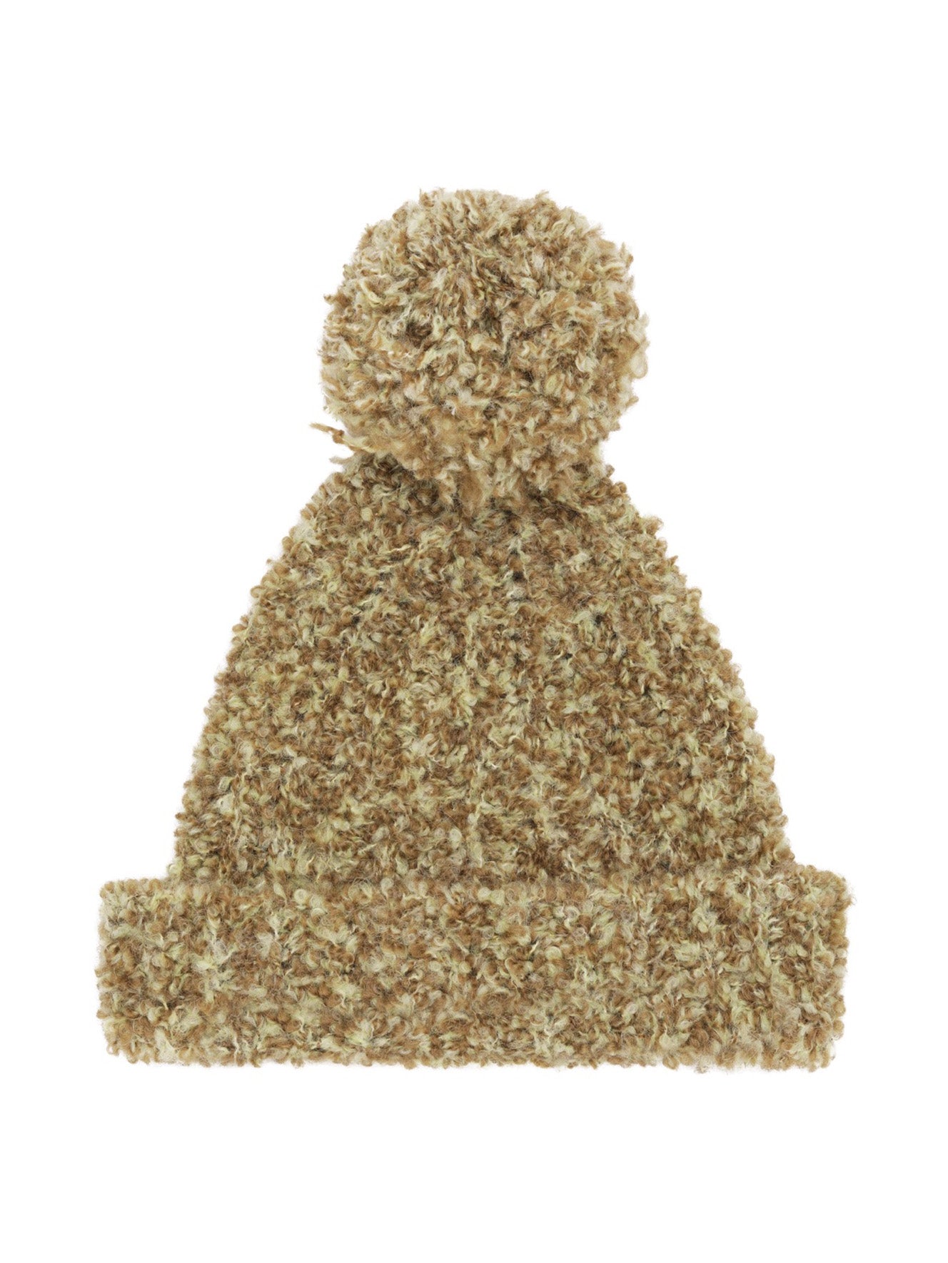 Henrik Vibskov Amphi Beanie in Amphi Light crafted from an alpaca and wool blend with a folded brim and pom-pom detail.