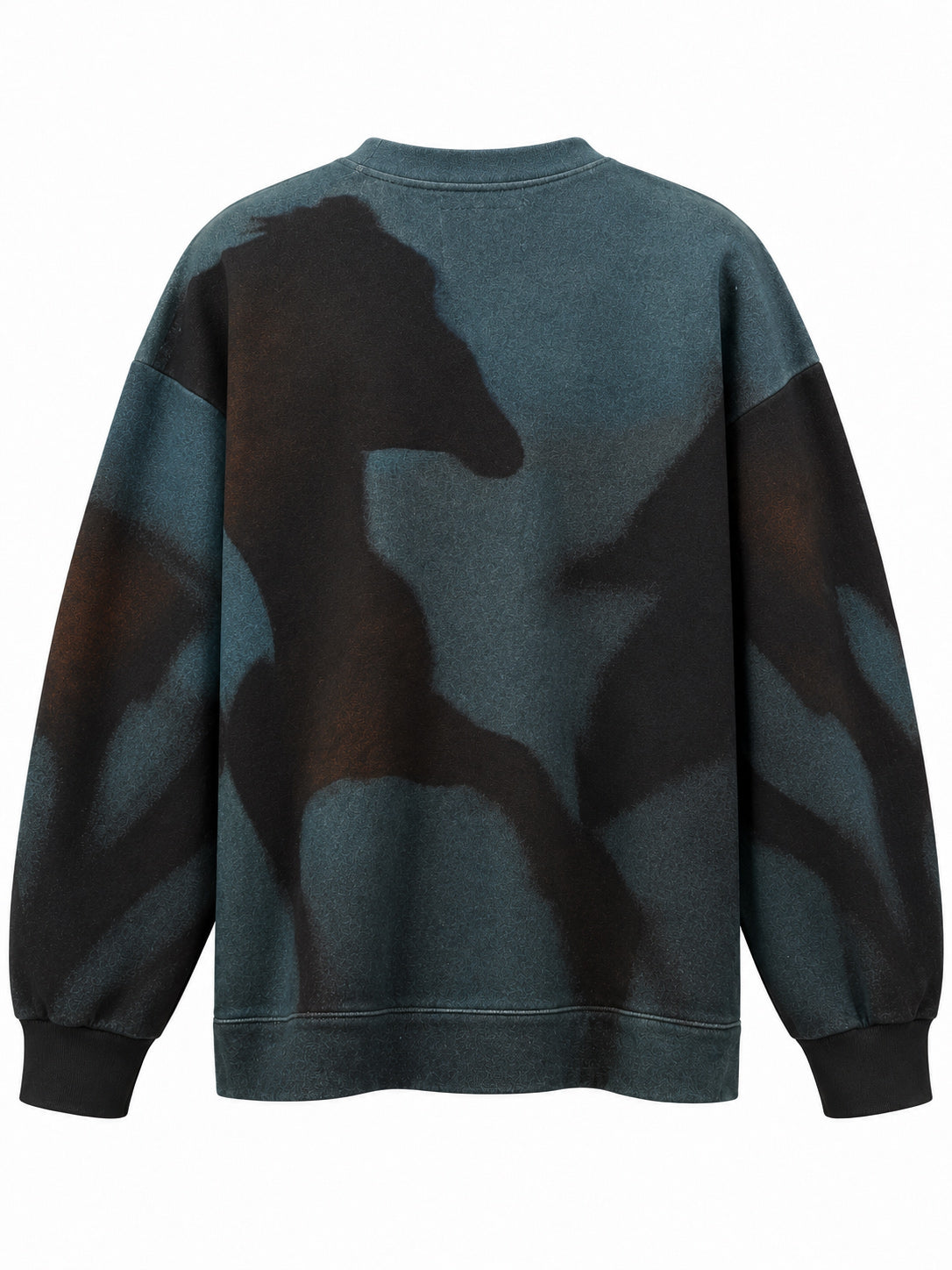 Anntian Unisex Sweater Print H, back view featuring an oversized horse motif across the body and sleeves.