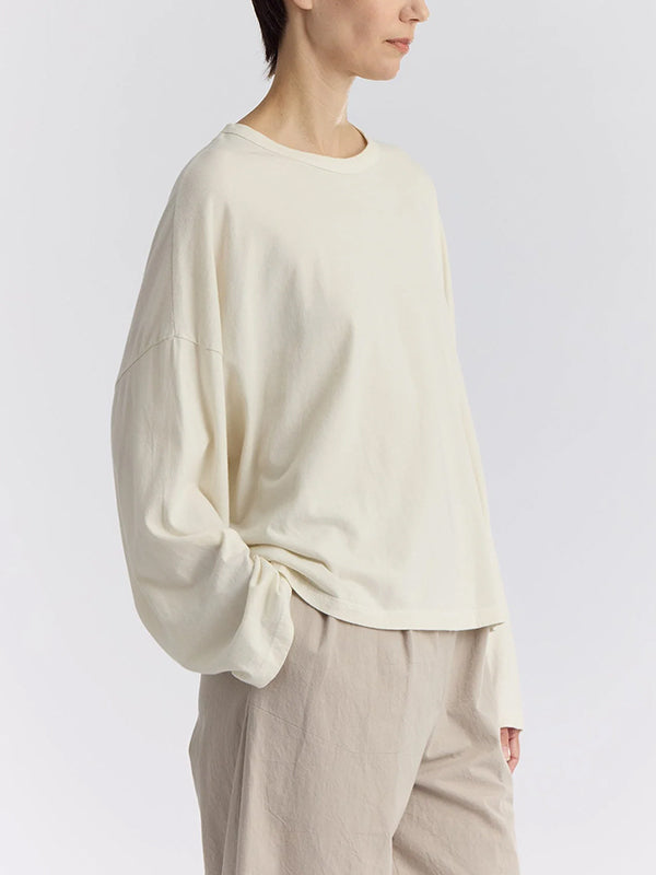 Black Crane - Loose Longsleeve Tee in Ivory