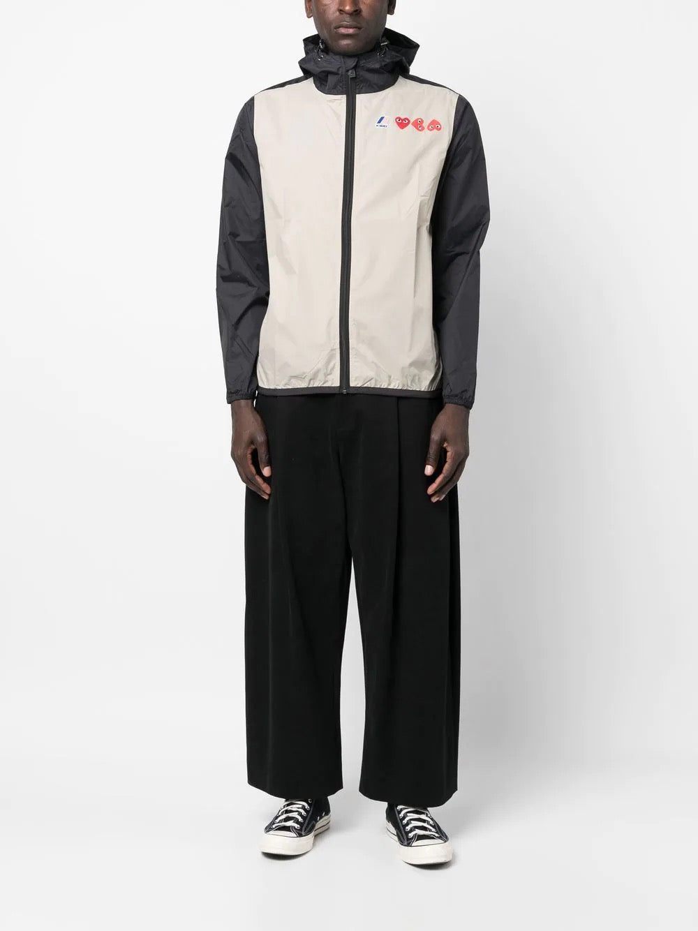 Unisex K-Way Double Colours Cagoule - Beige/Black-[-Comme des Garçons Play-4
