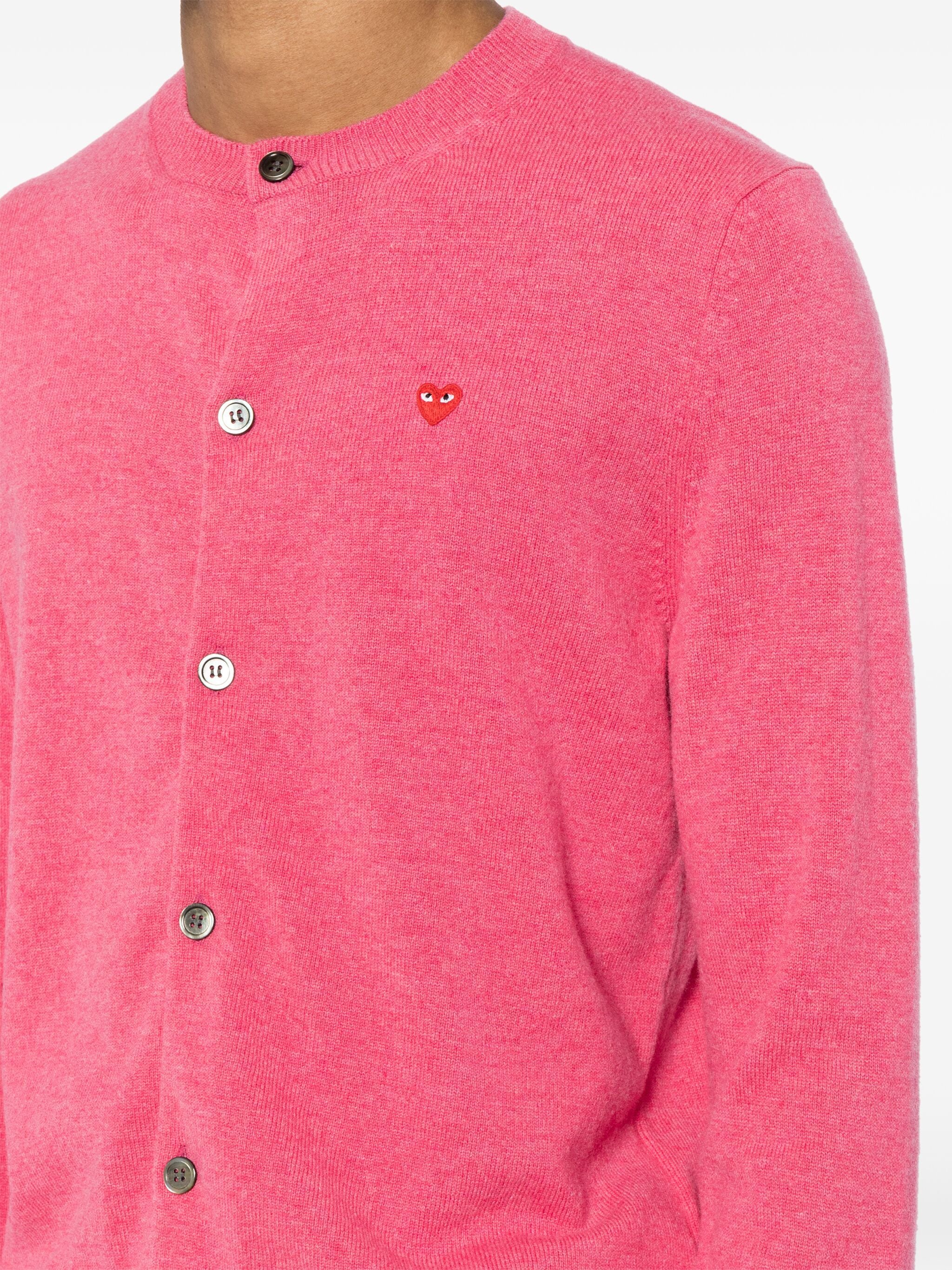 Unisex Cardigan Red Heart in Pink from Comme des Garçons Play