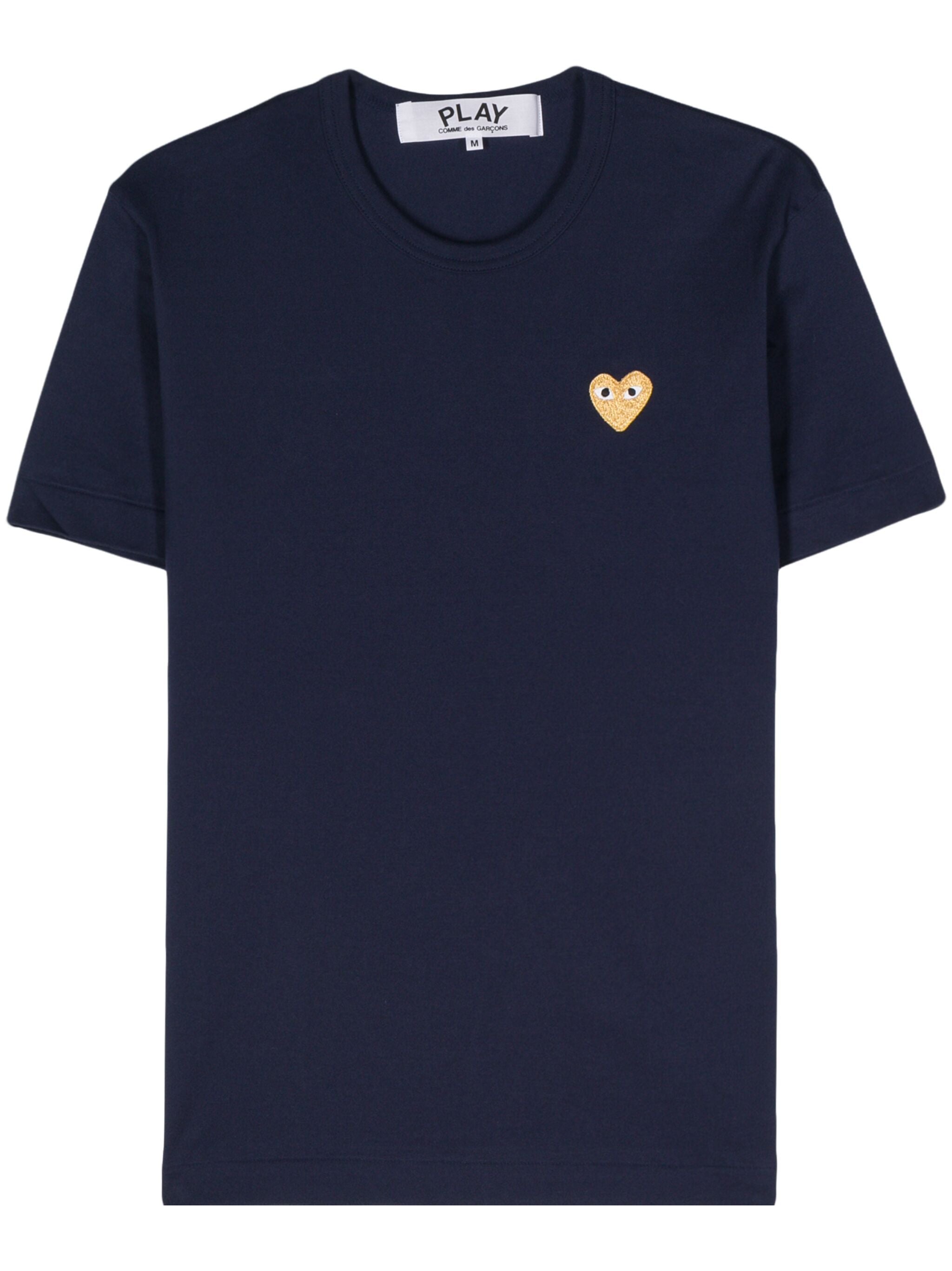 Unisex Short Sleeve Gold Heart in Navy from Comme des Garçons Play