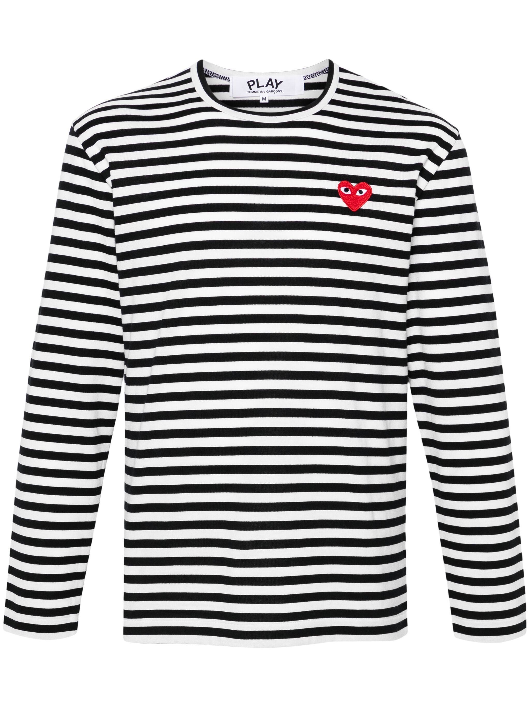 Unisex Striped Tee Red Heart in Black from Comme des Garçons Play