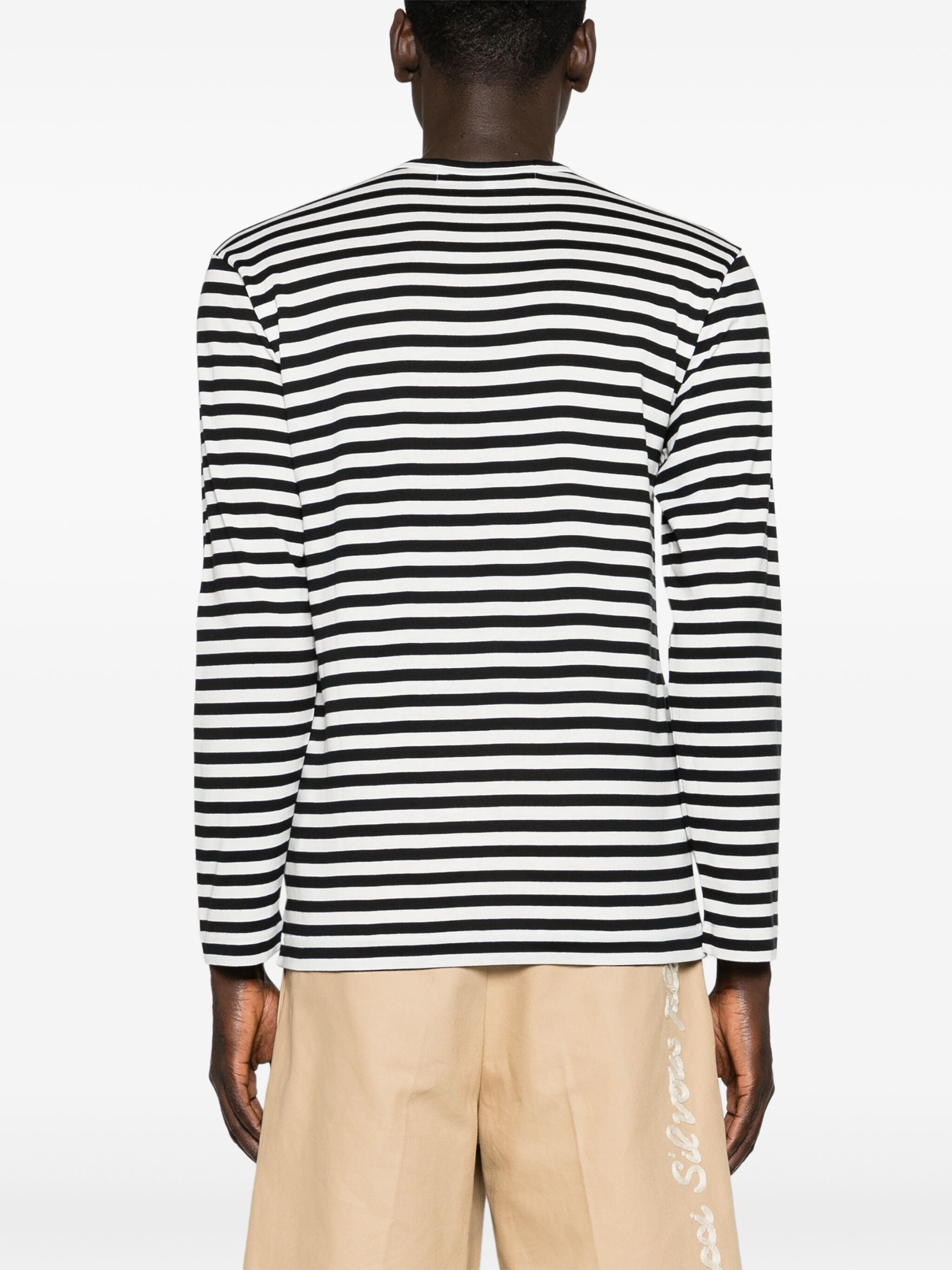 Unisex Striped Tee Red Heart in Black from Comme des Garçons Play
