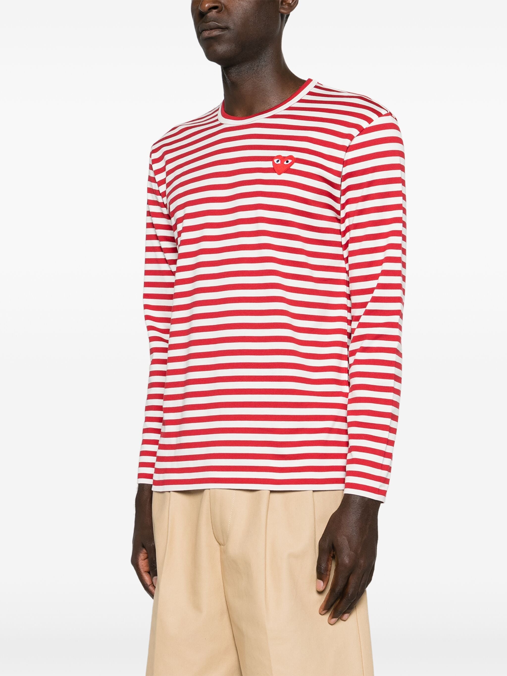 Unisex Striped Tee Red Heart in Red from Comme des Garçons Play