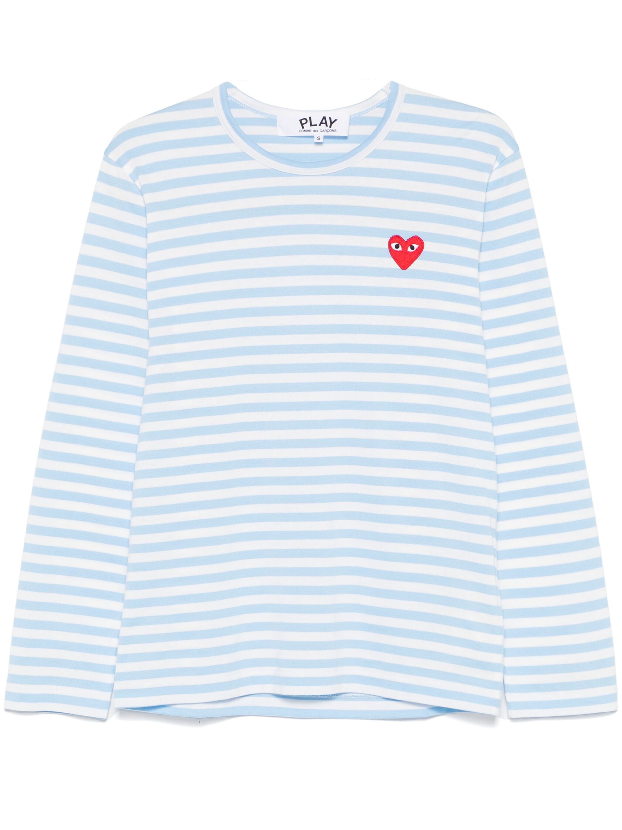 Unisex Striped Tee Red Heart in Sky Blue from Comme des Garçons Play