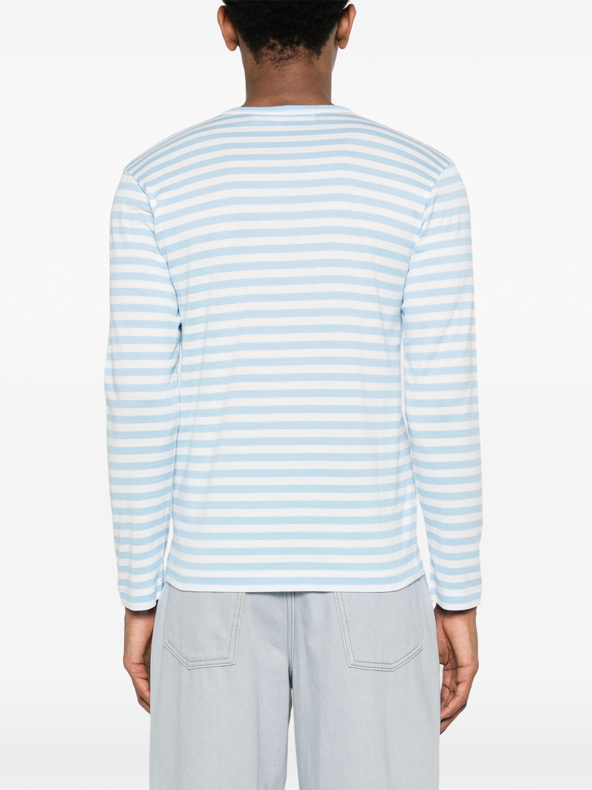 Unisex Striped Tee Red Heart in Sky Blue from Comme des Garçons Play