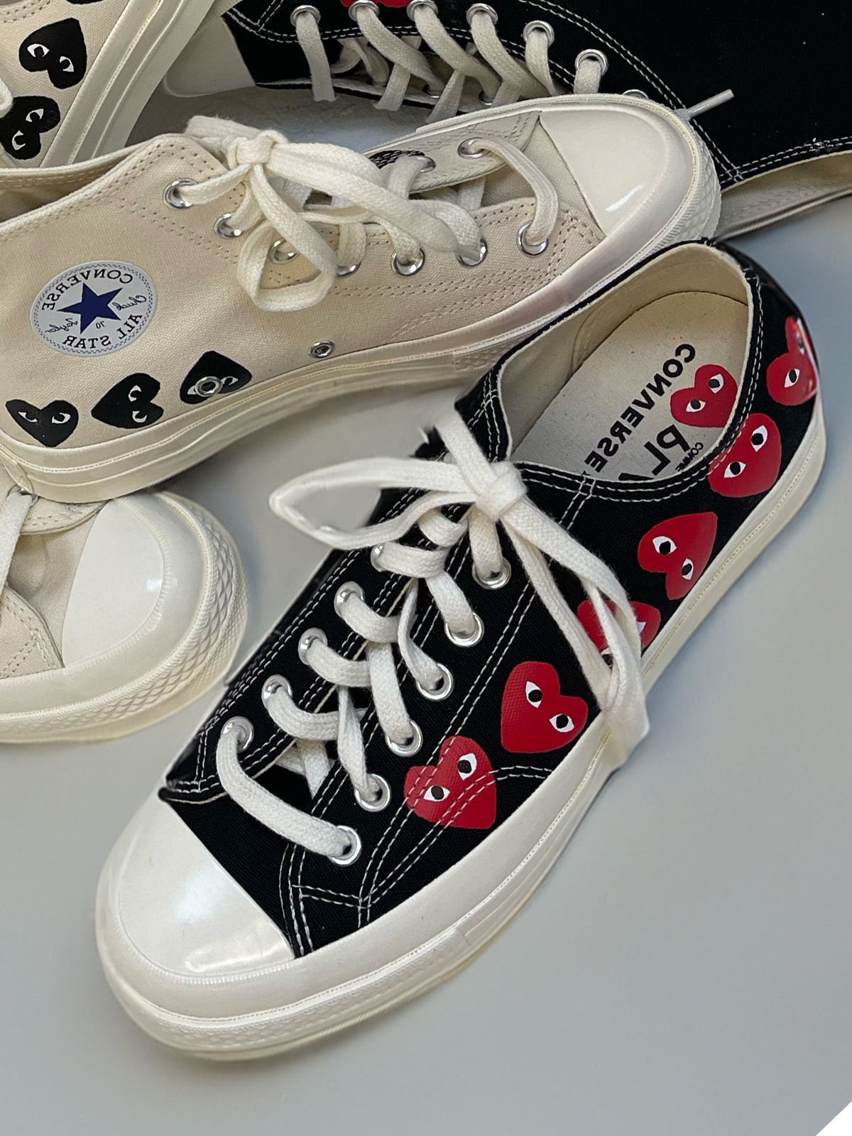 Converse Low 'Chuck Taylor' Sneakers Multi Heart - Black-[-Comme des Garçons Play-2