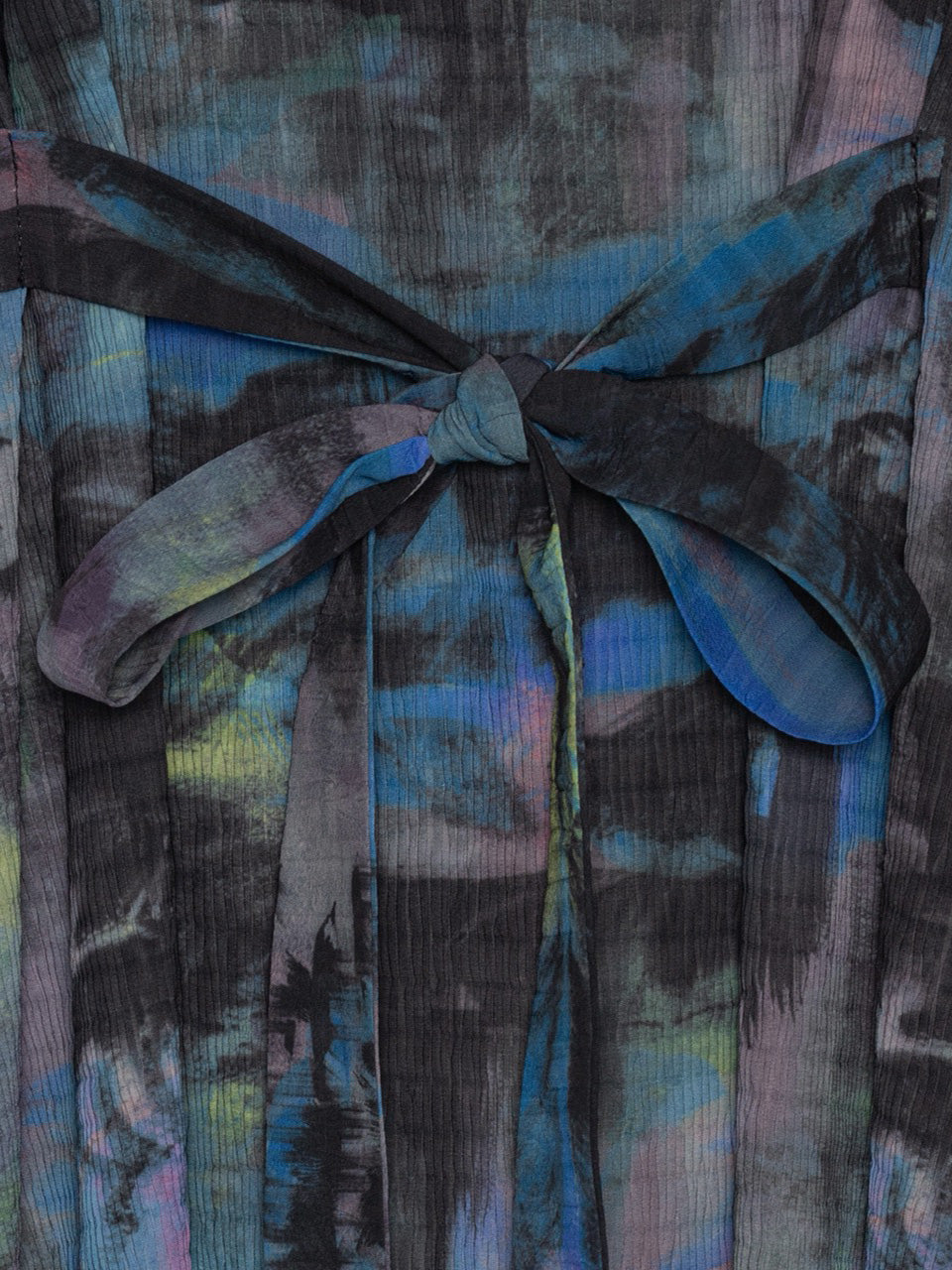 Henrik Vibskov Carry O Dress in Mushroom Tapestry detail view of bow and gathered construction