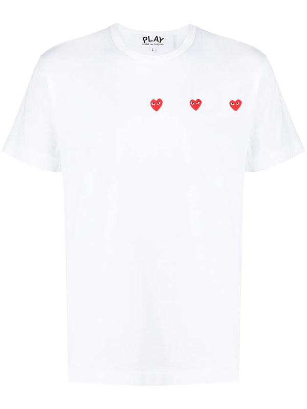 Unisex 3 Heart Short Sleeve T-shirt - White-[-Comme des Garçons Play-1