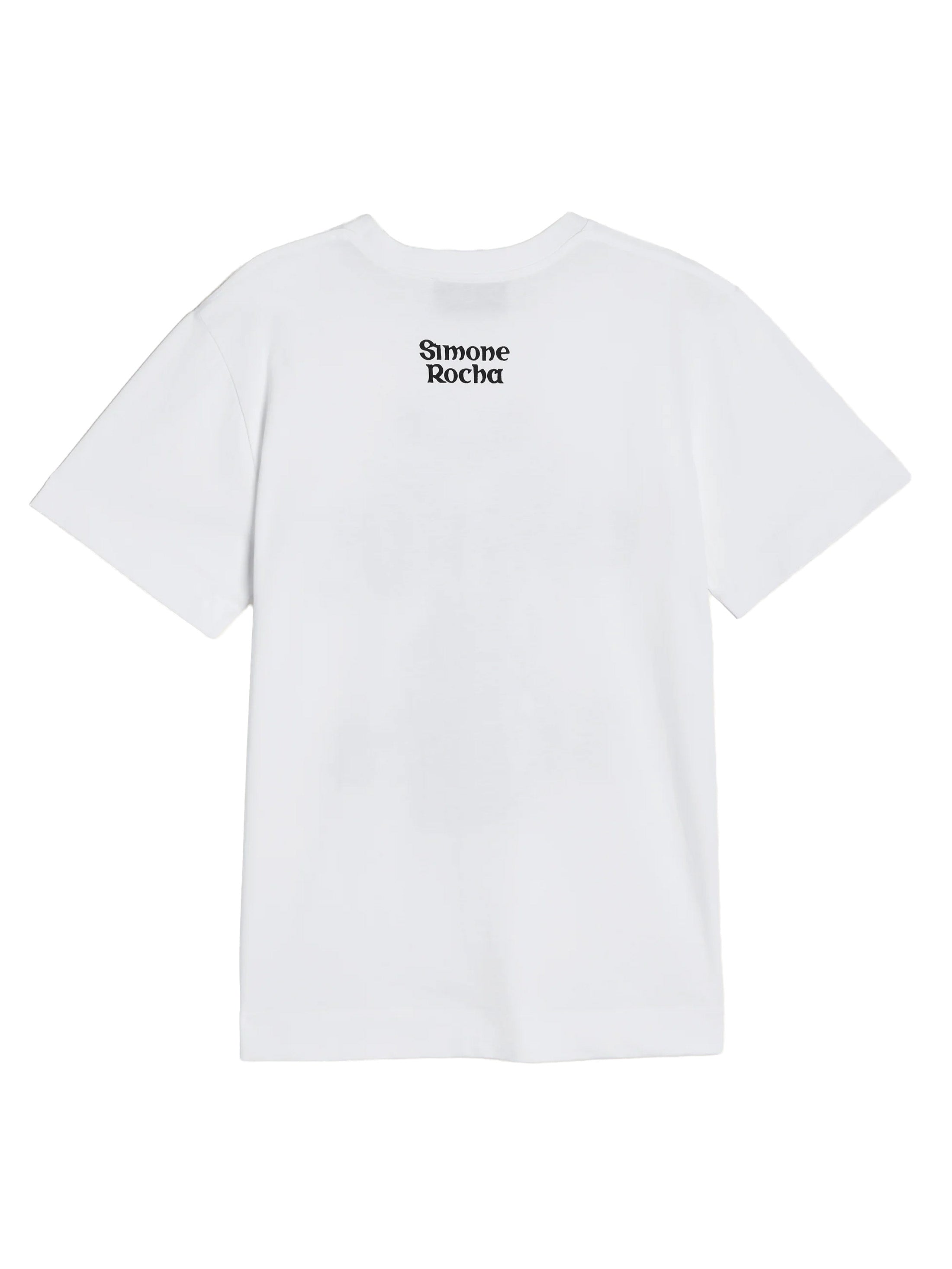Simone Rocha Coming Up Roses Print T-Shirt in White/Black back view