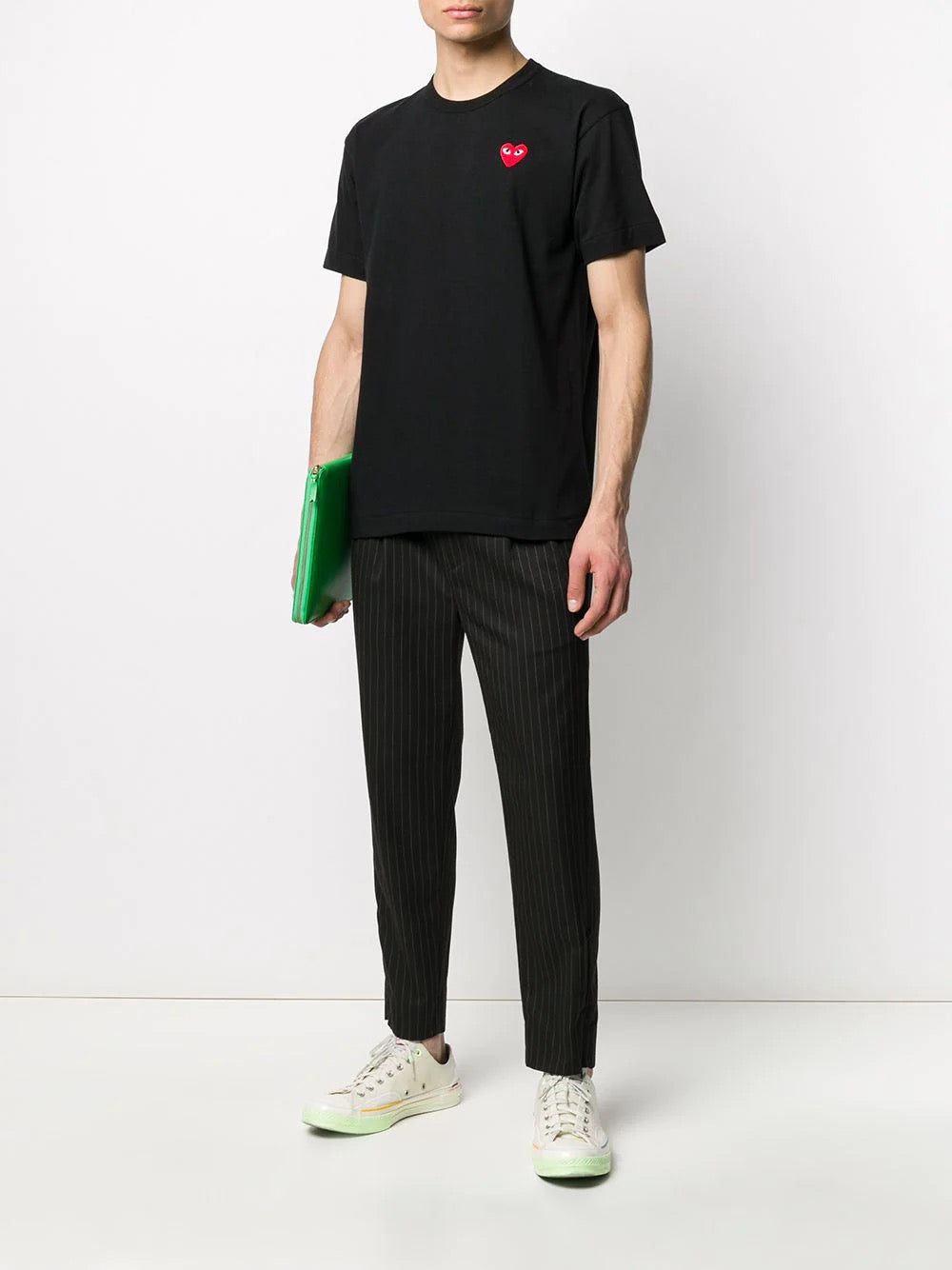 Unisex Short Sleeve T Shirt Red Heart - Black-[-Comme des Garçons Play-3