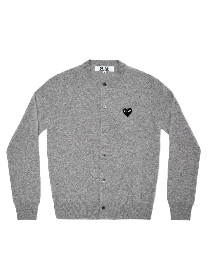 COMME des GARÇONS PLAY Unisex Round-Neck Knit Black Heart in Light Grey, front view