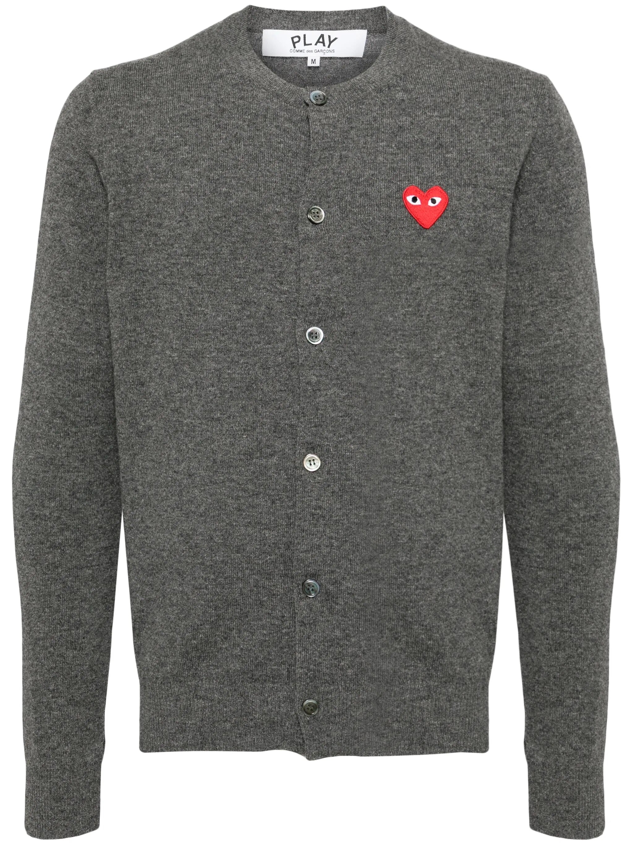 Round-Neck Cardigan Red Heart in Grey from Comme des Garçons Play