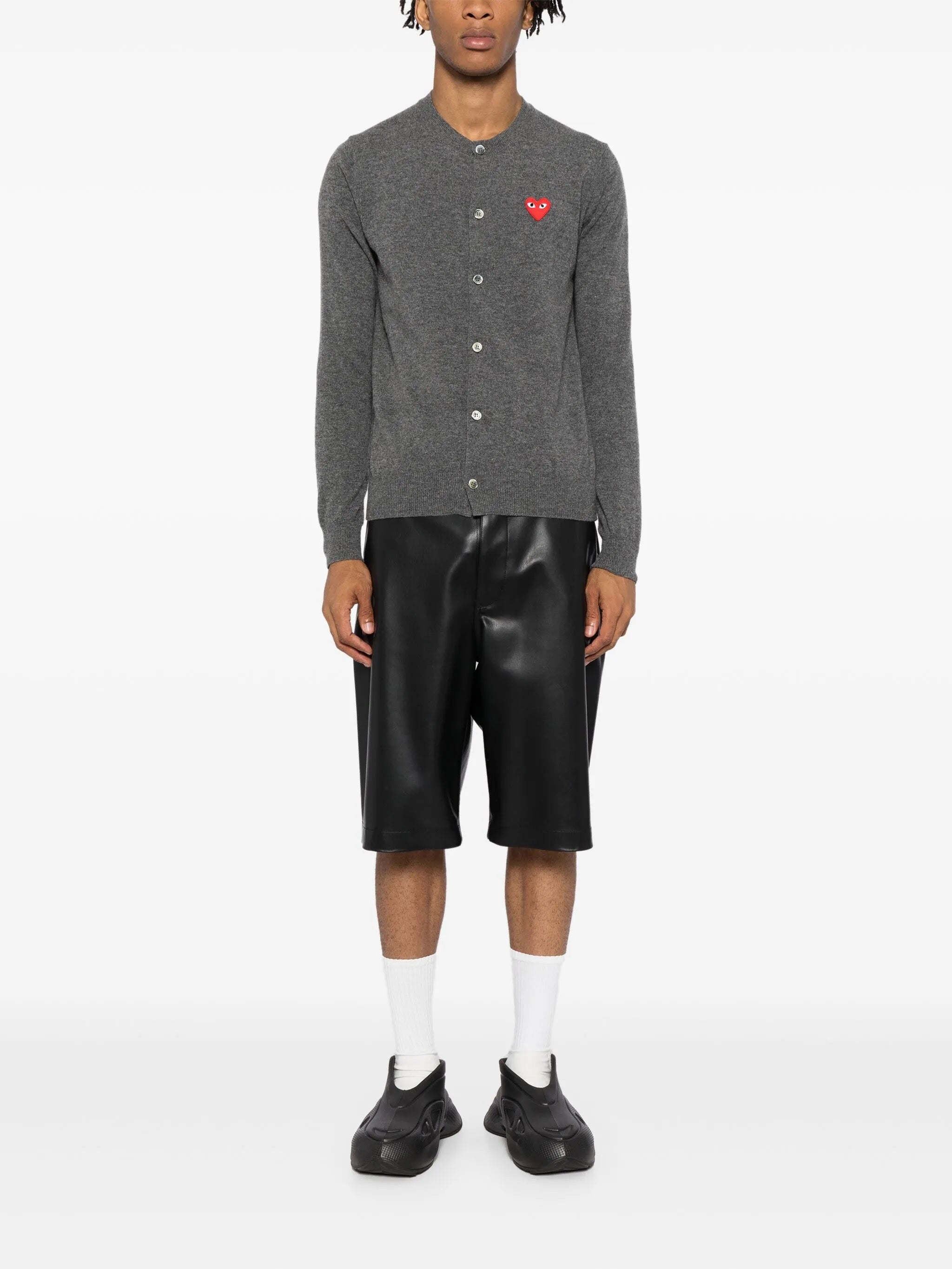 Round-Neck Cardigan Red Heart in Grey from Comme des Garçons Play