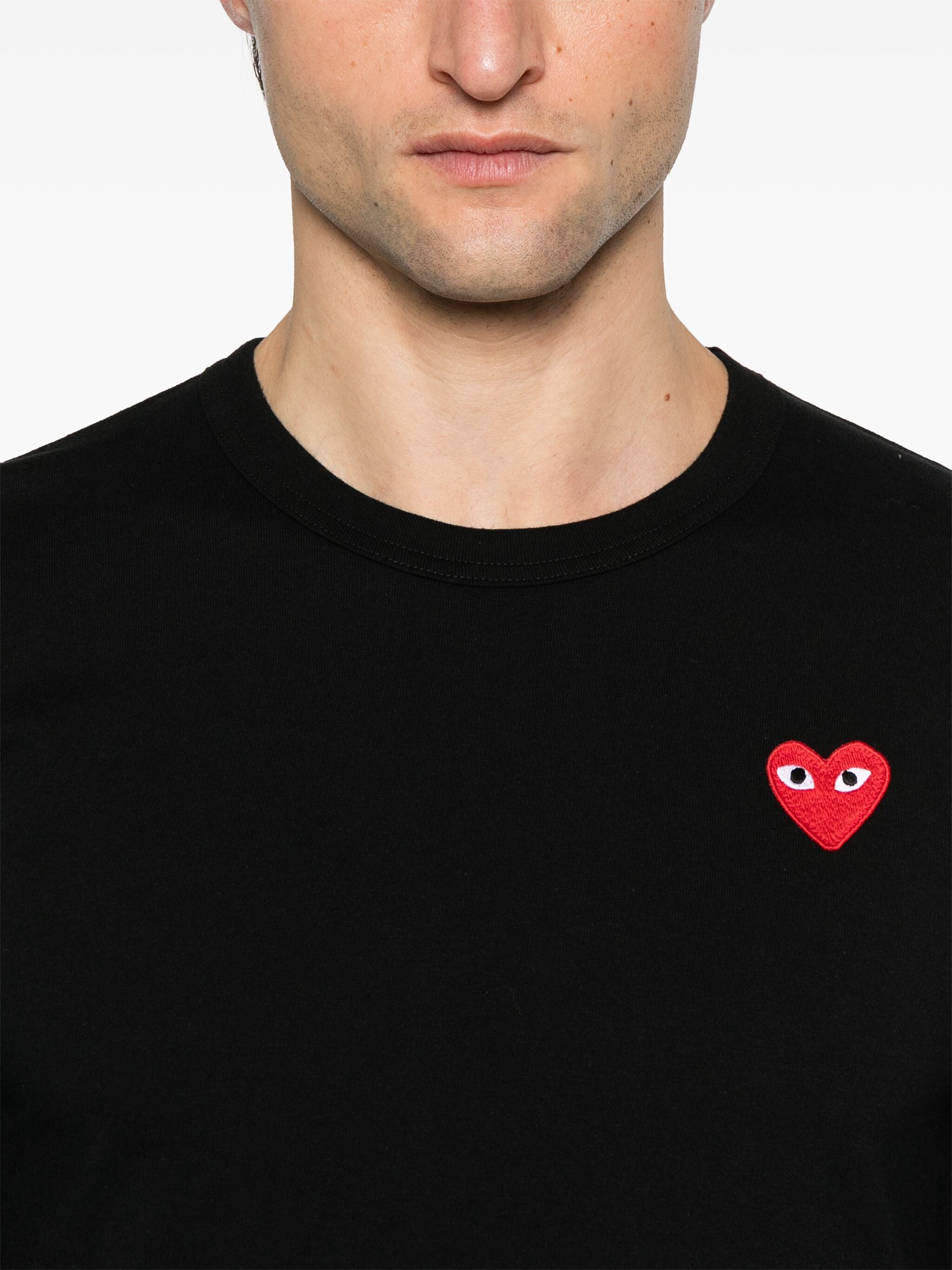 Unisex Long Sleeve Tee Red Heart in Black from Comme des Garçons Play