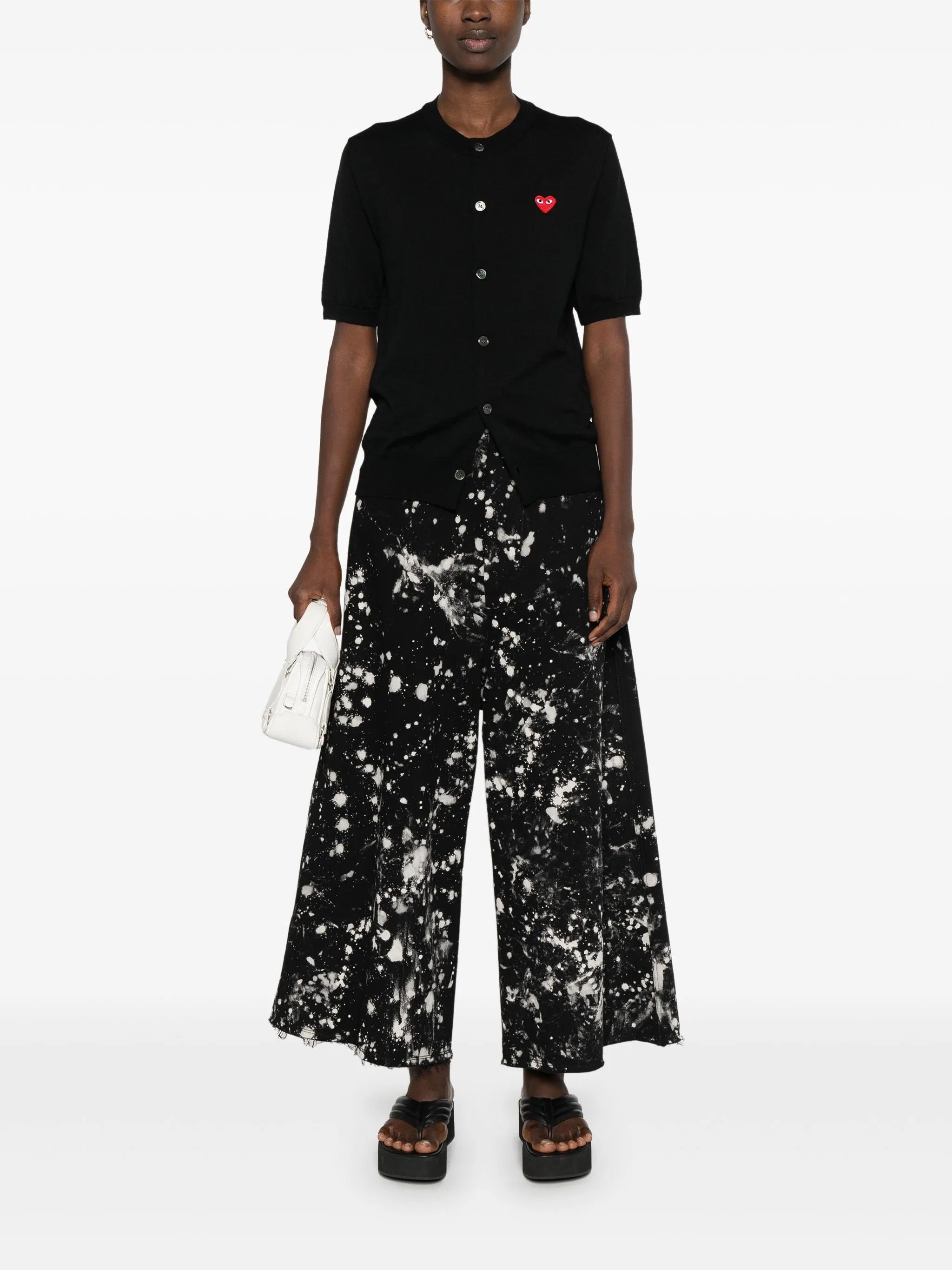 Unisex Round-Neck Cardigan Short-Sleeve in Black from Comme des Garçons Play
