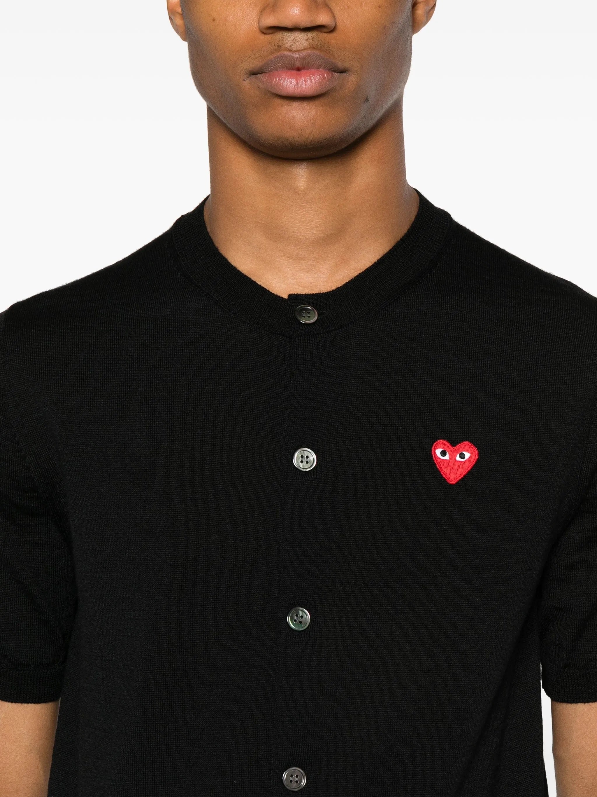 Unisex Round-Neck Cardigan Short-Sleeve in Black from Comme des Garçons Play