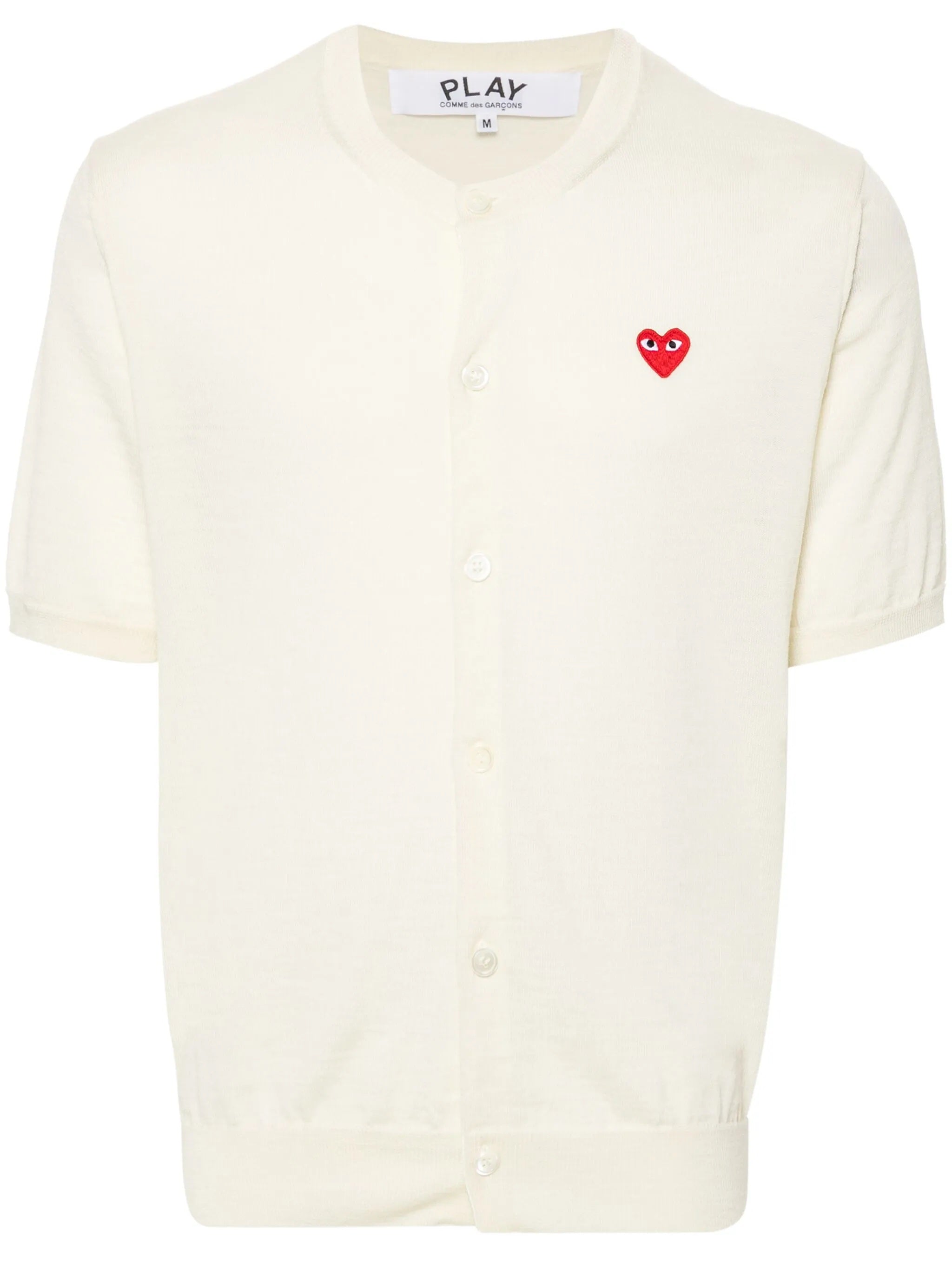Unisex Round-Neck Cardigan Short-Sleeve in Off White from Comme des Garçons Play