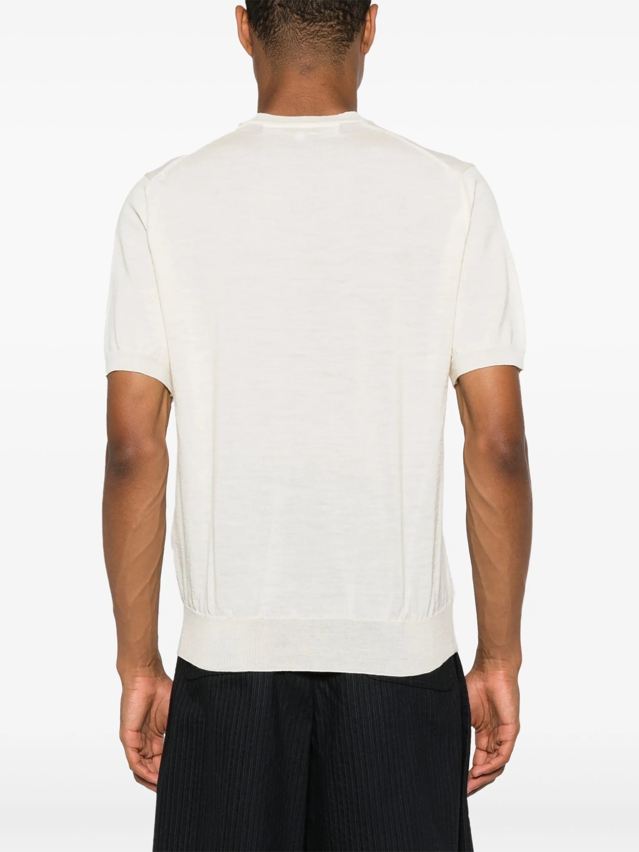 Unisex Round-Neck Cardigan Short-Sleeve in Off White from Comme des Garçons Play
