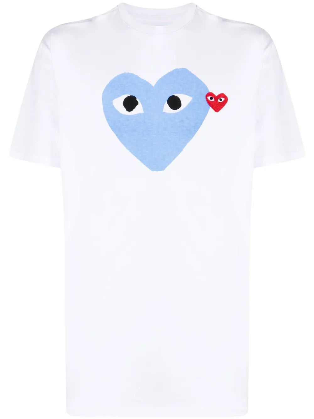 Unisex Short Sleeve Tee Big Blue Heart in White from Comme des Garçons Play