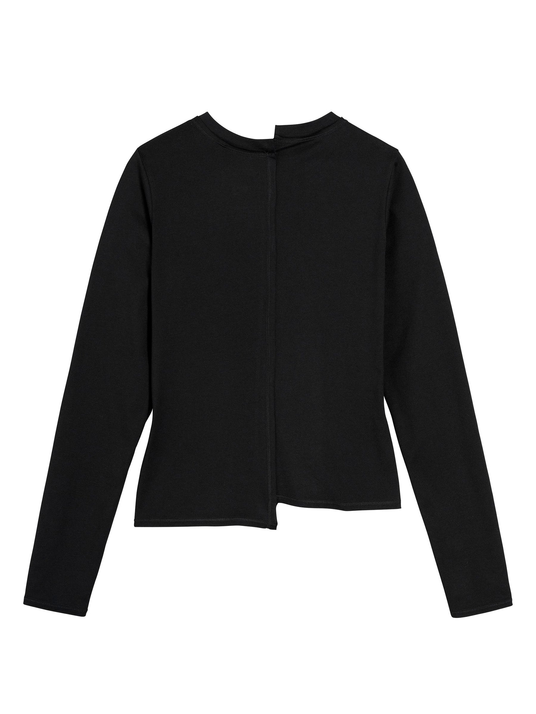 Front view of the Y-3 Fitted Long Sleeve Tee in Black.
