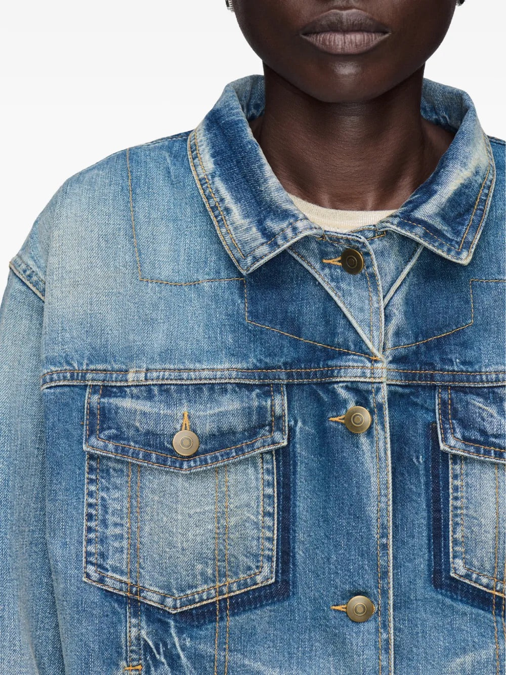 Maison Margiela Foldable Collar Denim Jacket chest pocket detail
