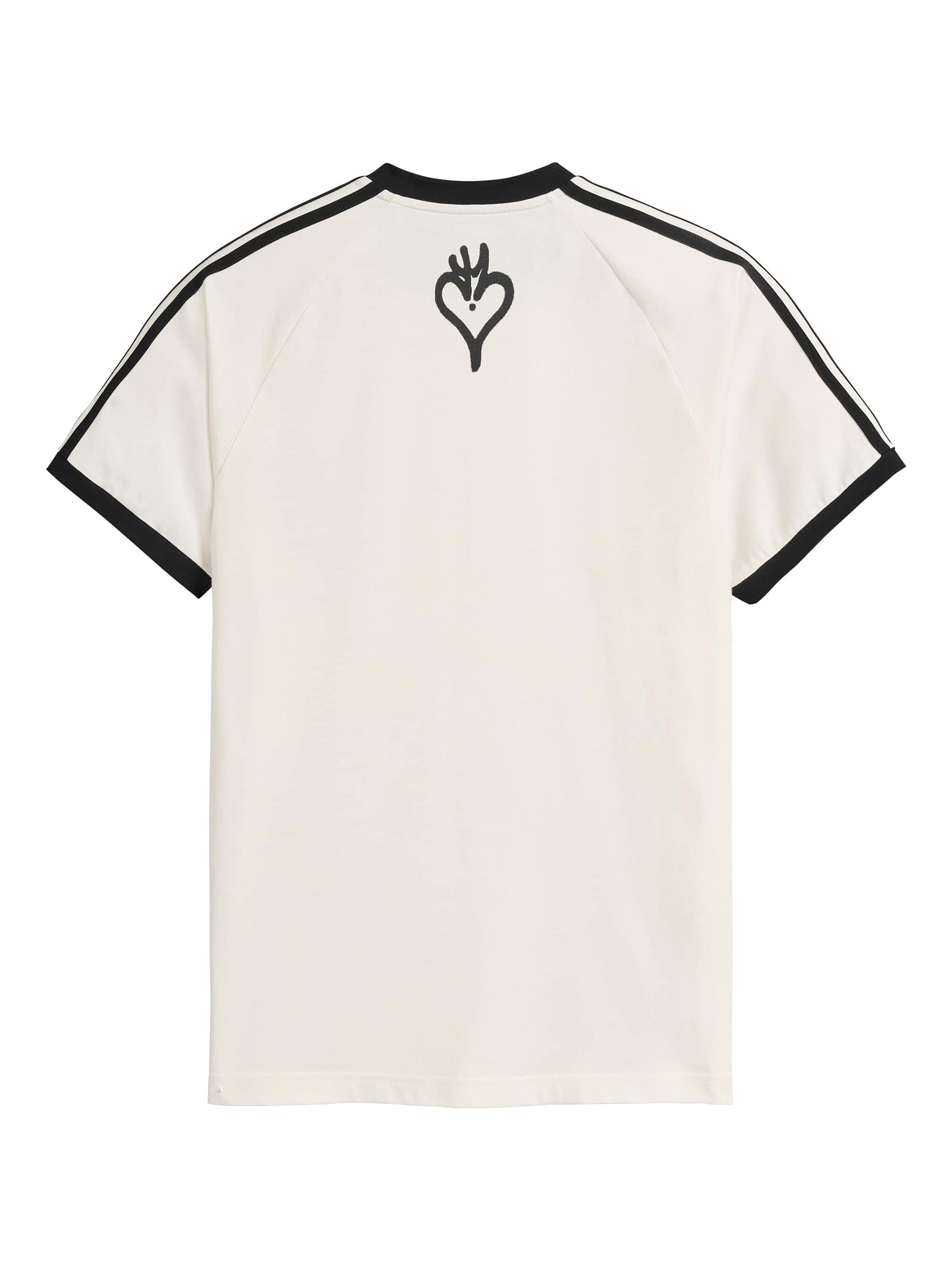 Y-3 Graphic Cali Short Sleeve Tee in Core White - flat lay showing back with Y-3 logo and contrast 3-Stripes at shoulders