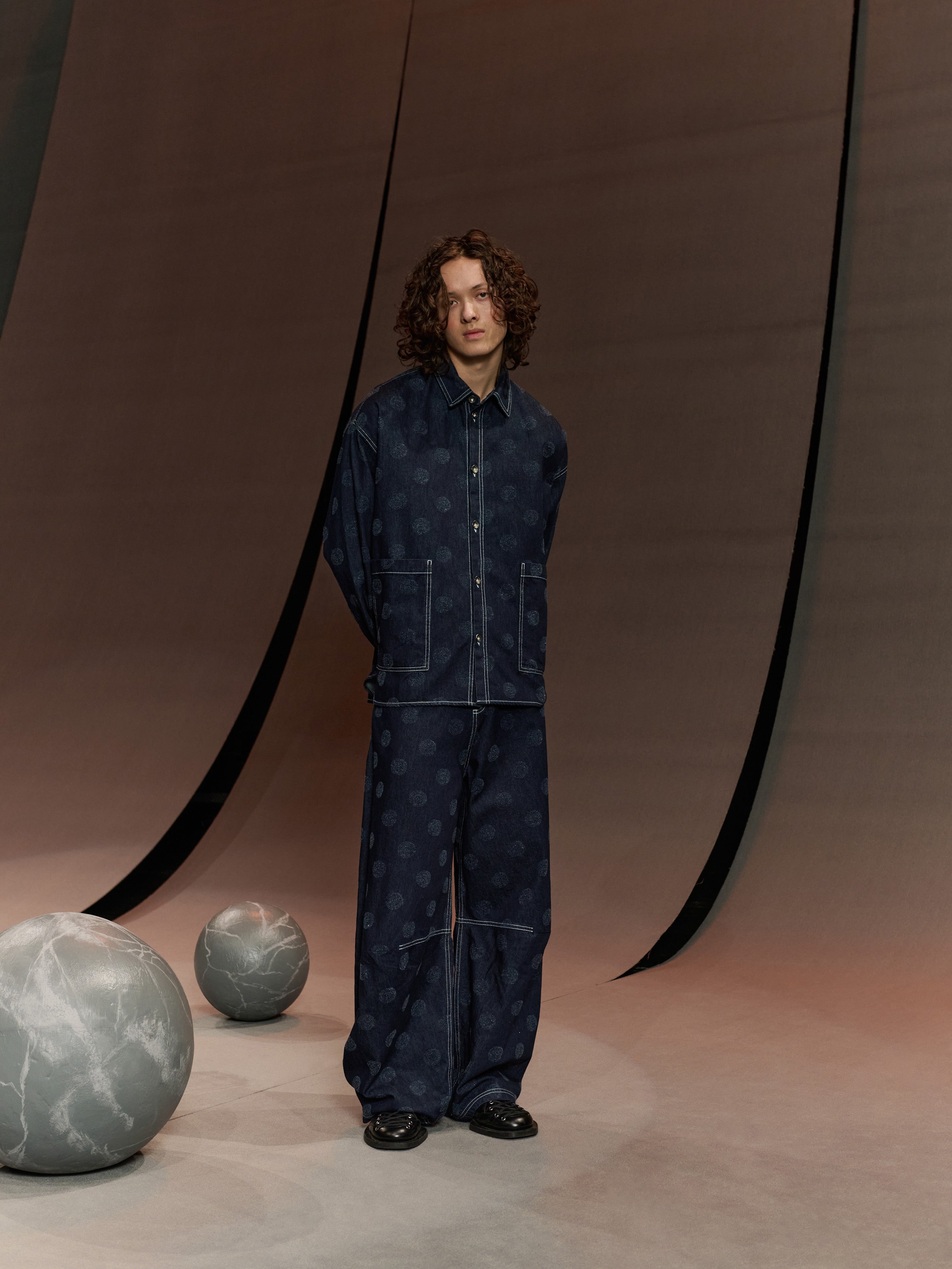 Big Denim Shirt in Needle Punch Dots from Henrik Vibskov