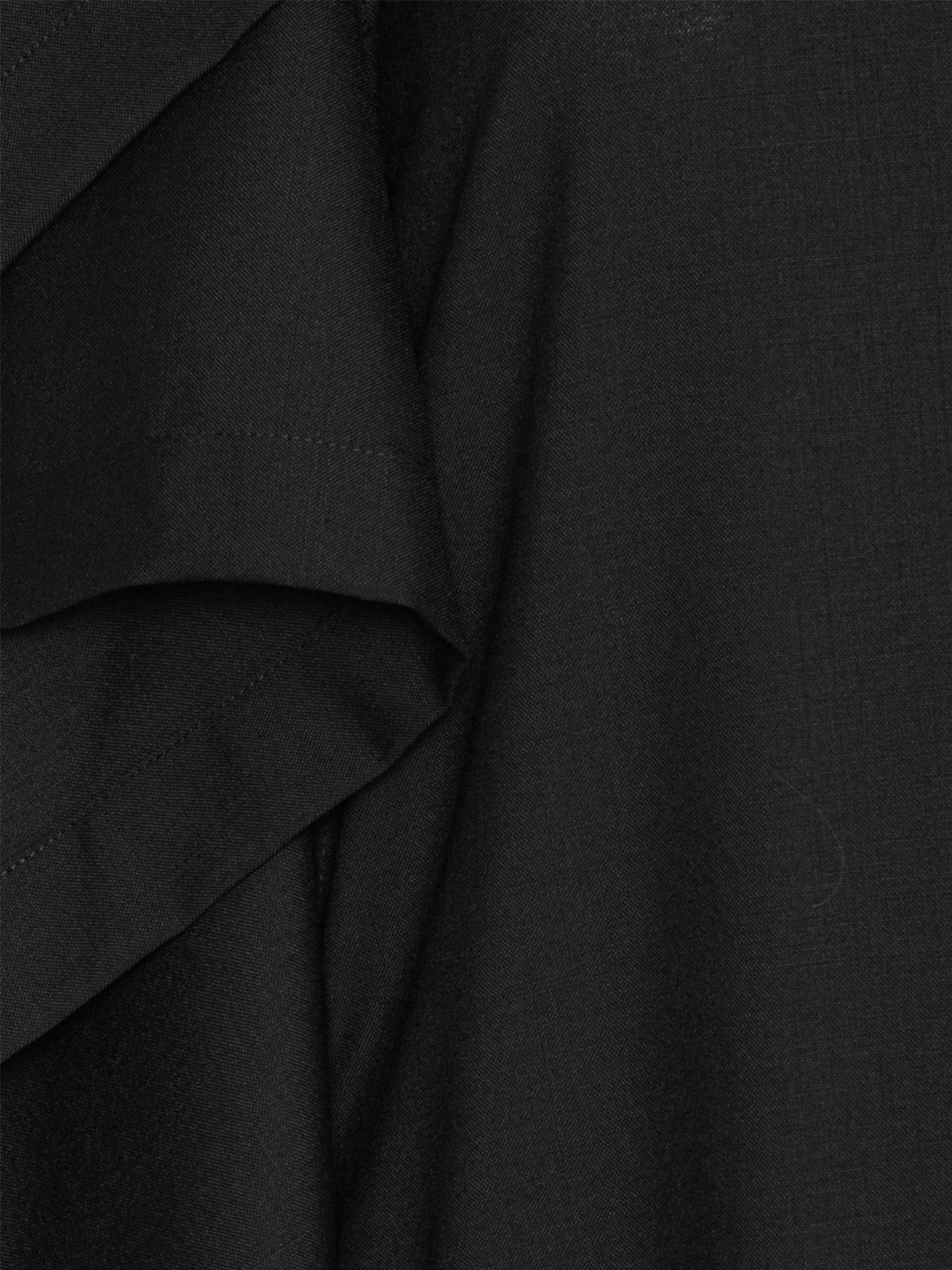 Close-up of the Henrik Vibskov Blanket Dress fabric in black merino wool, showing drape and texture