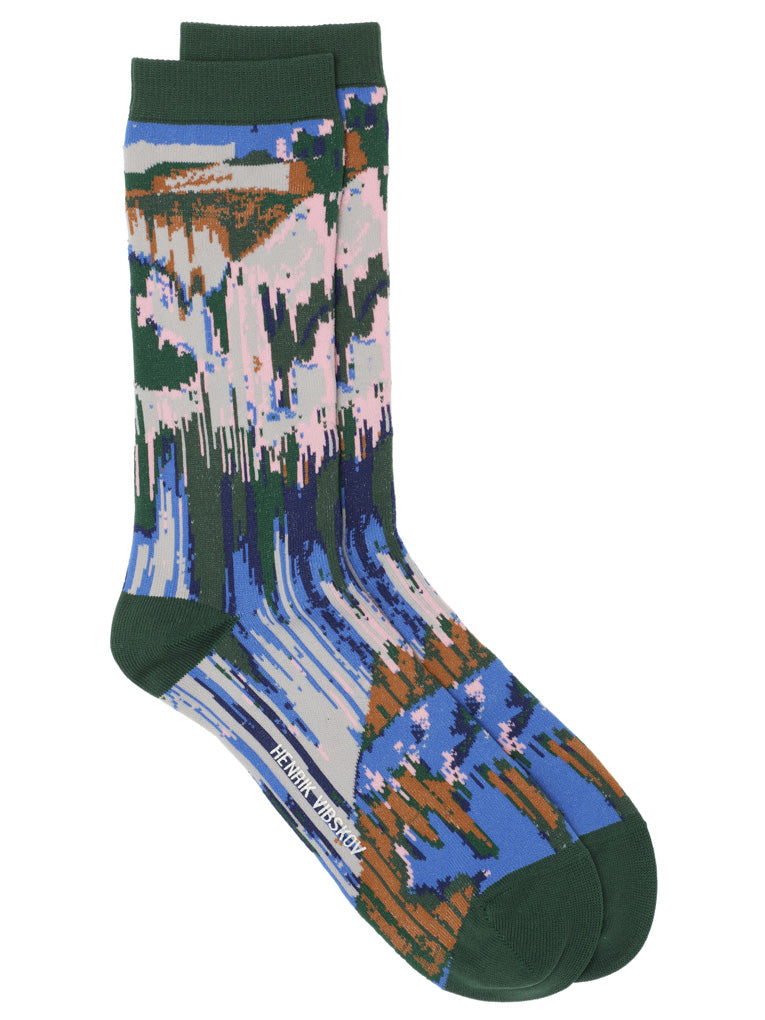 Brush Strokes Socks Femme in Green Multi Brush Strokes from Henrik Vibskov