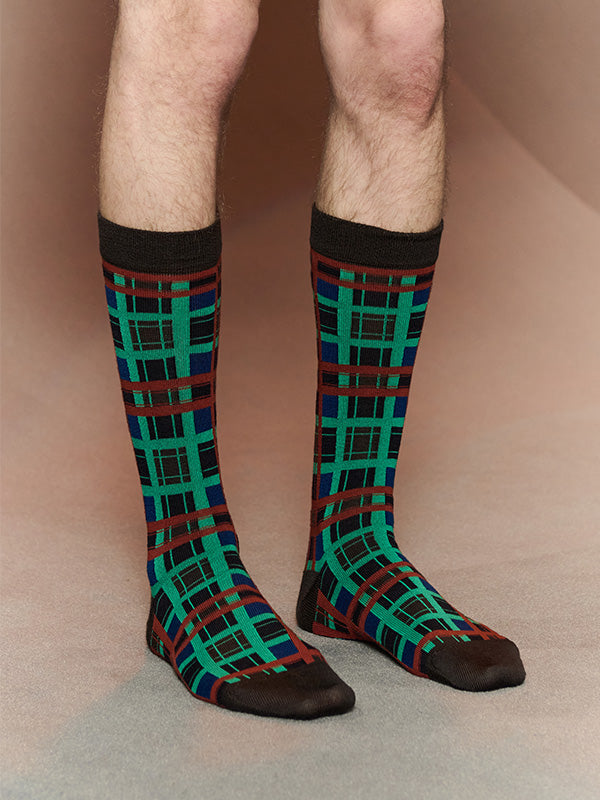 Checks Socks Homme in Checks Orange from Henrik Vibskov