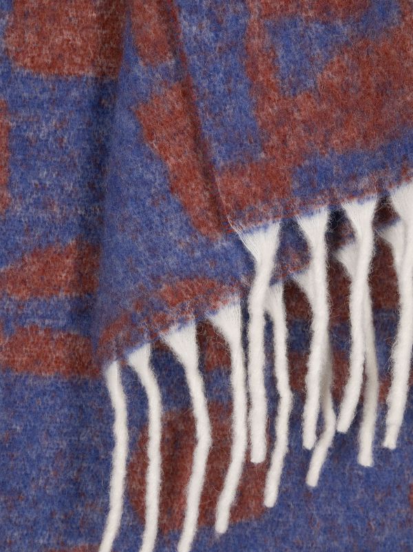 Henrik Vibskov - Chess Wool Scarf in Blue Orange Chess