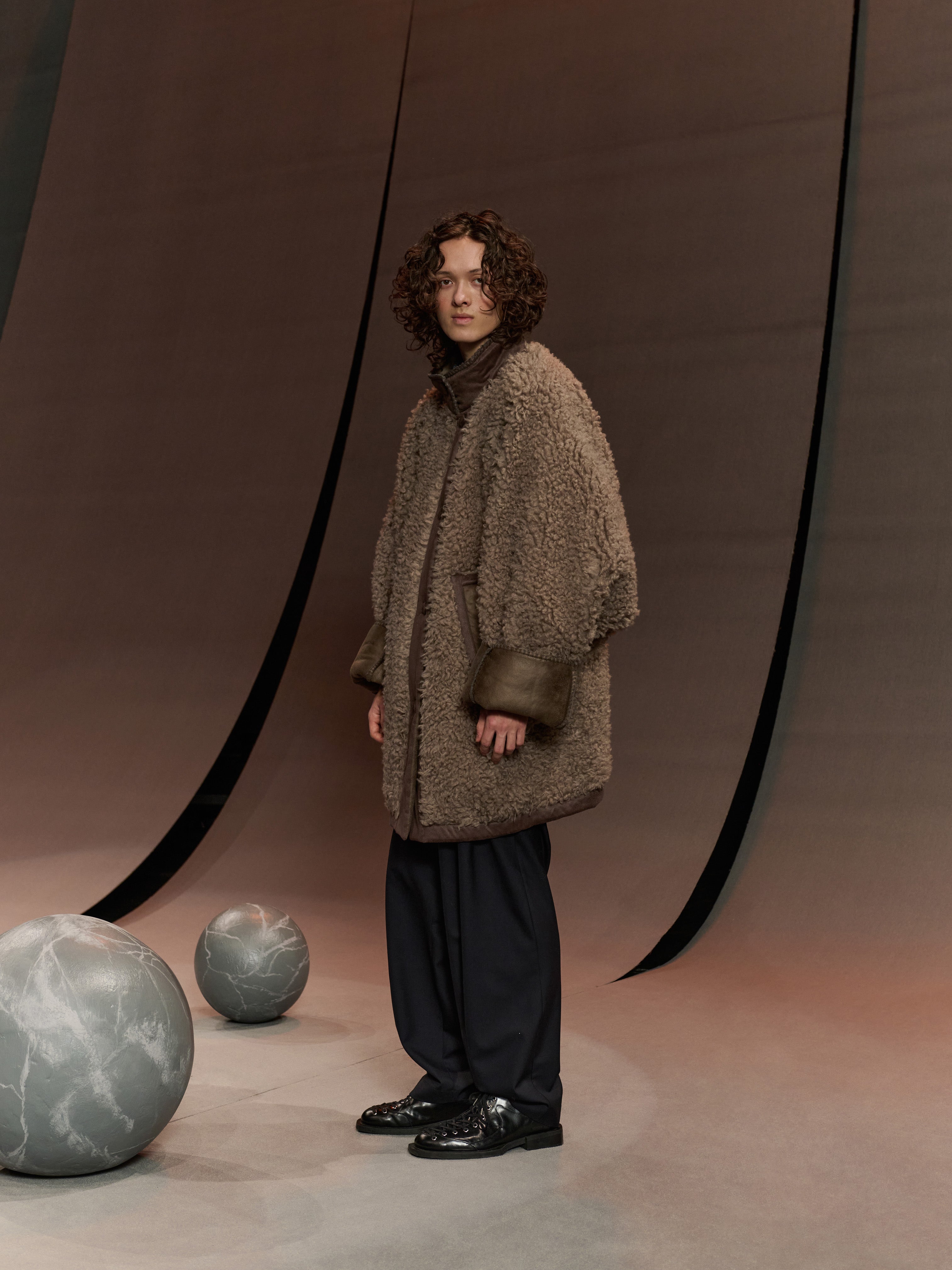 Dart Jacket in Grey Shearling from Henrik Vibskov