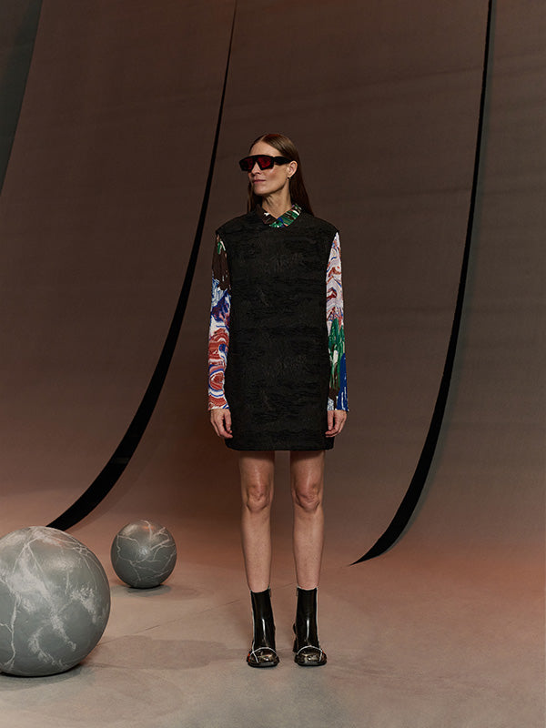Dart Sleeveless Dress in Fishes Black from Henrik Vibskov