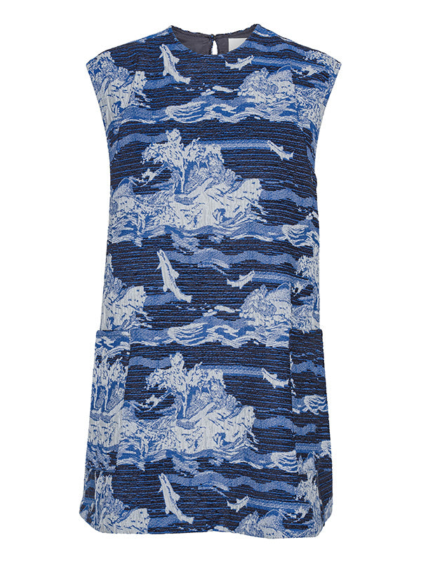 Dart Sleeveless Dress in Fishes Blue from Henrik Vibskov