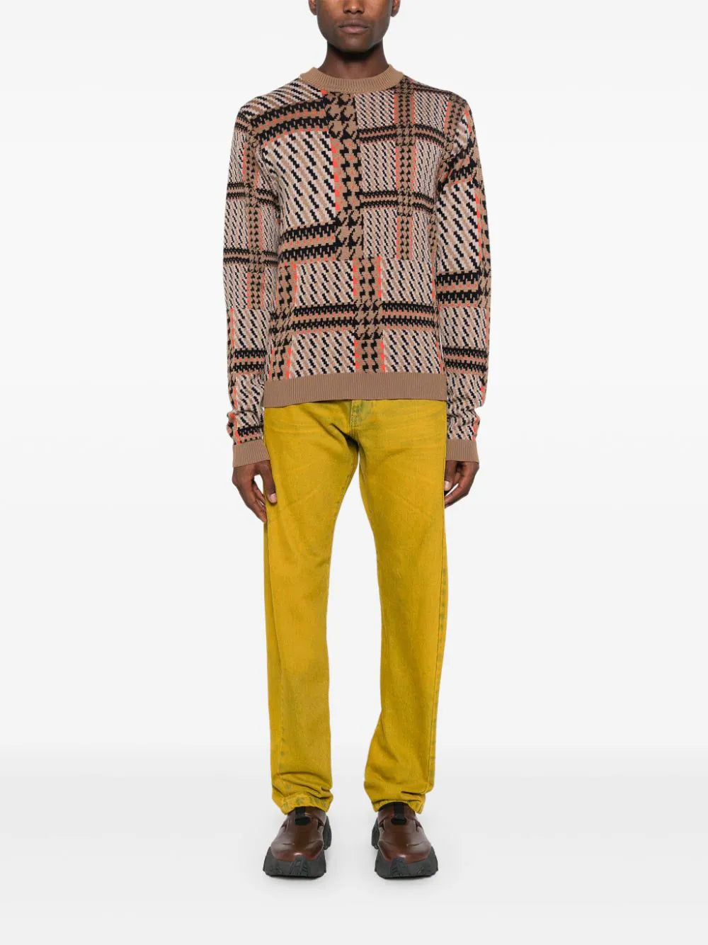 Henrik Vibskov - Dusk Knitted Blouse in Orange Mixed Checks