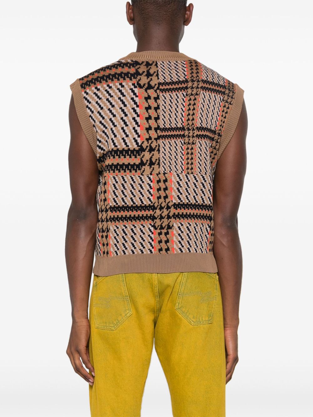 Henrik Vibskov - Dusk knitted vest in orange mixed checks
