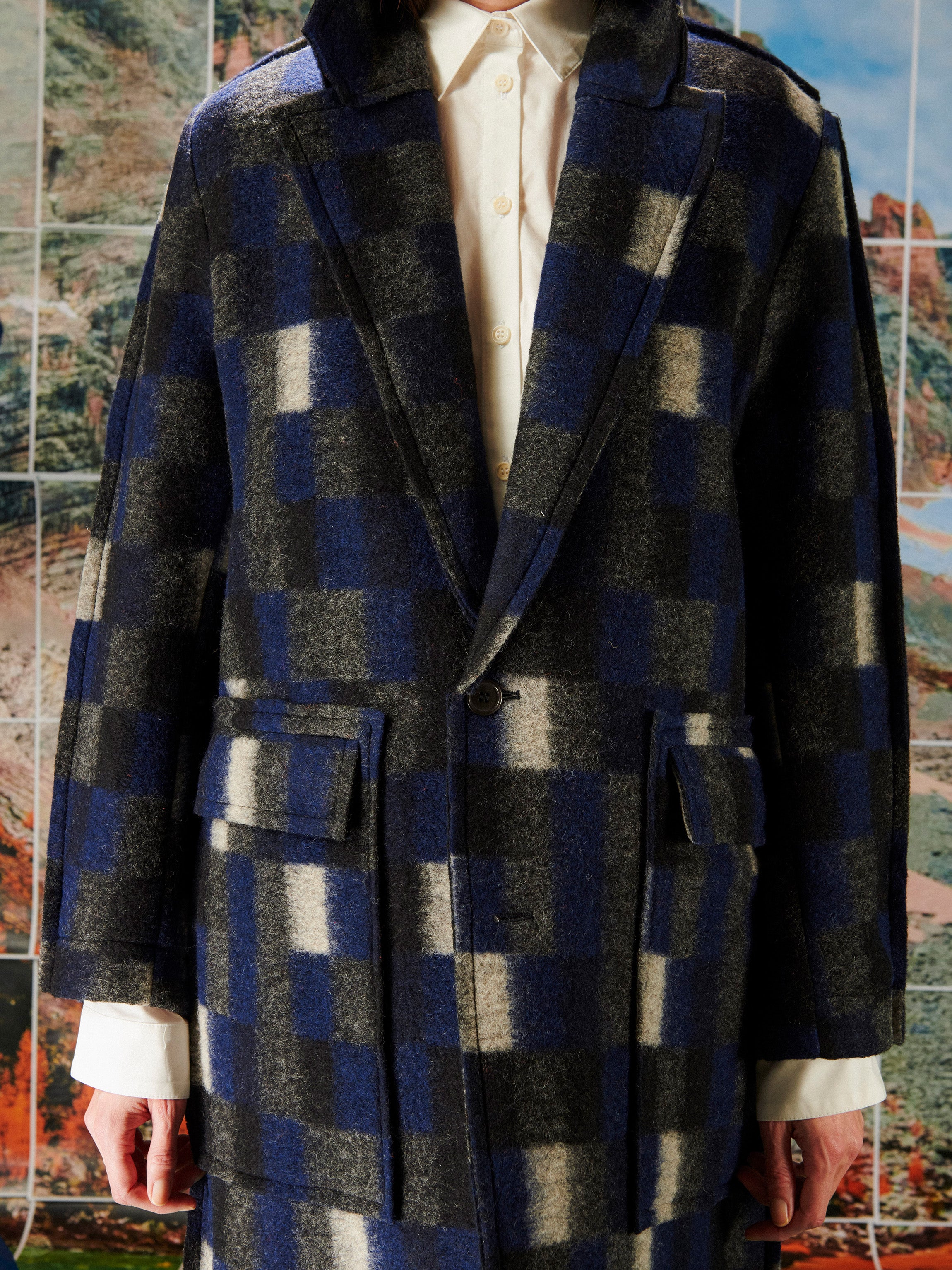 Flat Coat - Brushed Black Squares-[-Henrik Vibskov-6