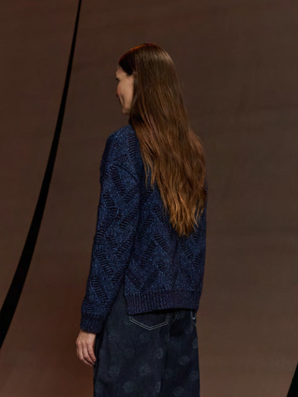 Flat Knitted Sweater in Flat Navy from Henrik Vibskov