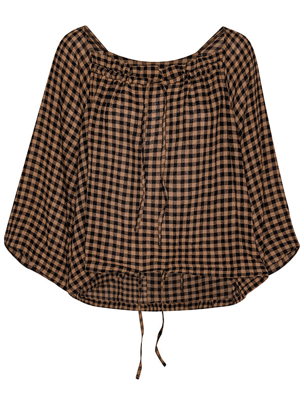 Henrik Vibskov - Frill Blouse in Beige Black Checks