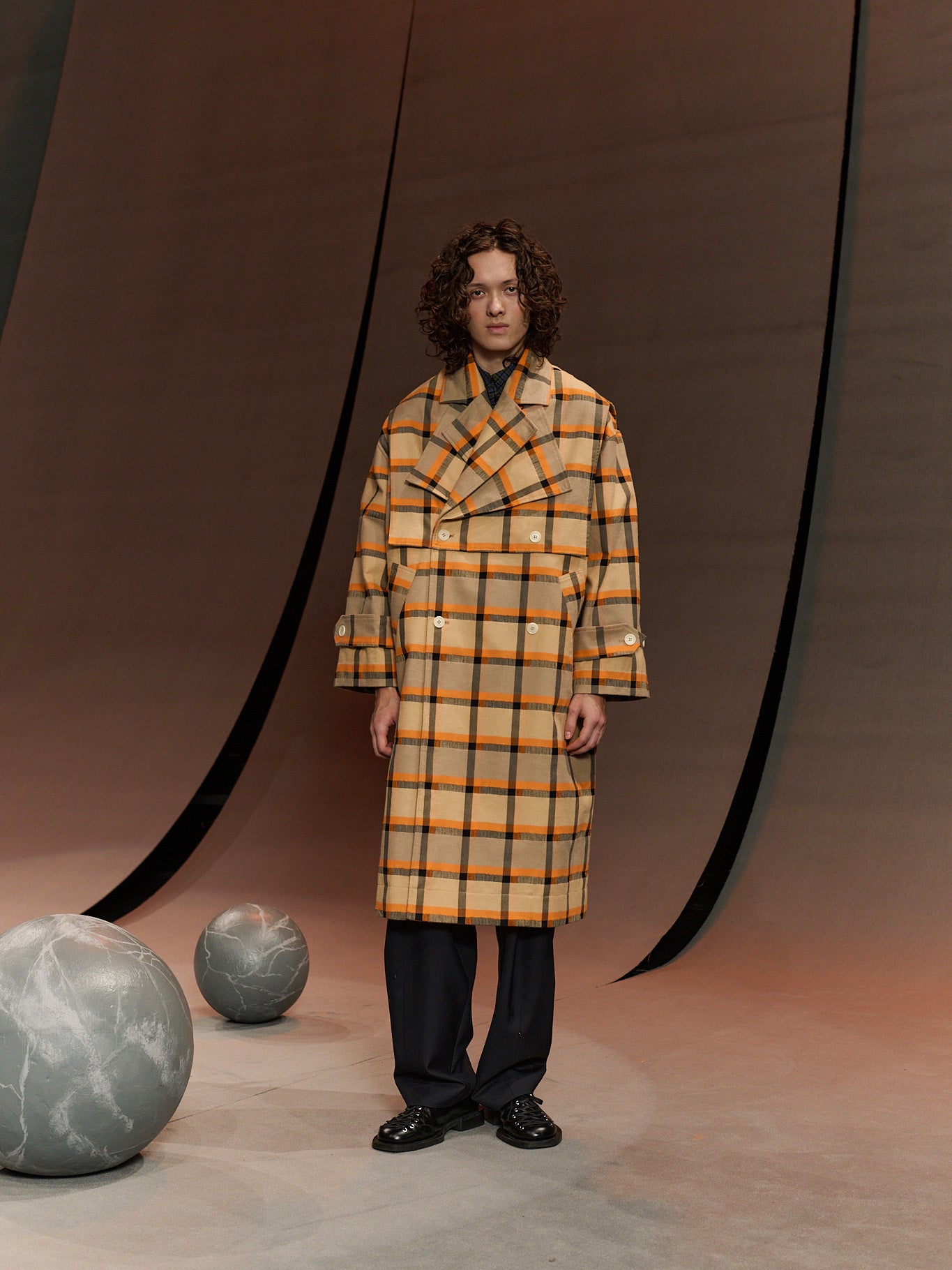 Hands Down Coat in Trench Checks from Henrik Vibskov