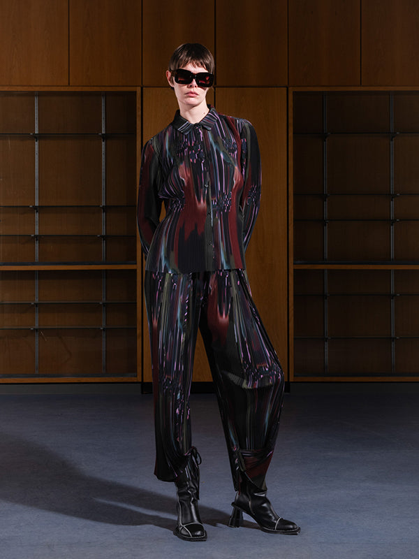Henrik Vibskov - Knight Plisse Shirt in Dark Tetris Drips