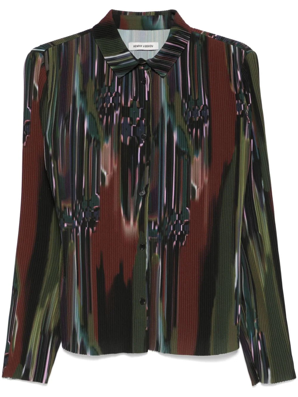 Henrik Vibskov - Knight Plisse Shirt in Dark Tetris Drips